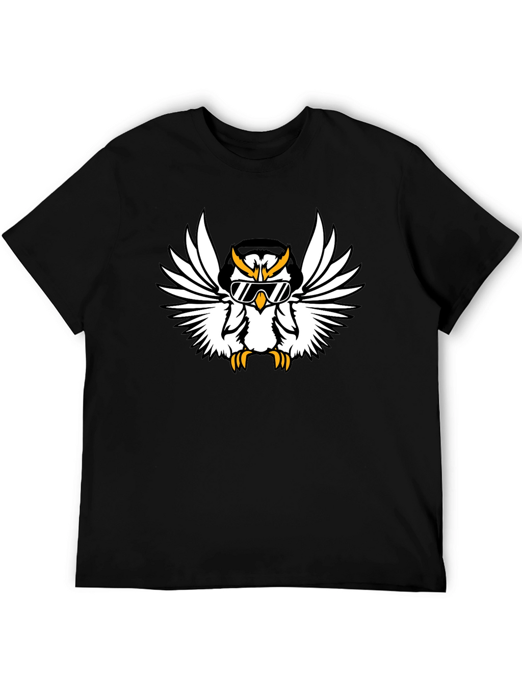 Cool Owl Graphic Tee - Black Cotton T-Shirt