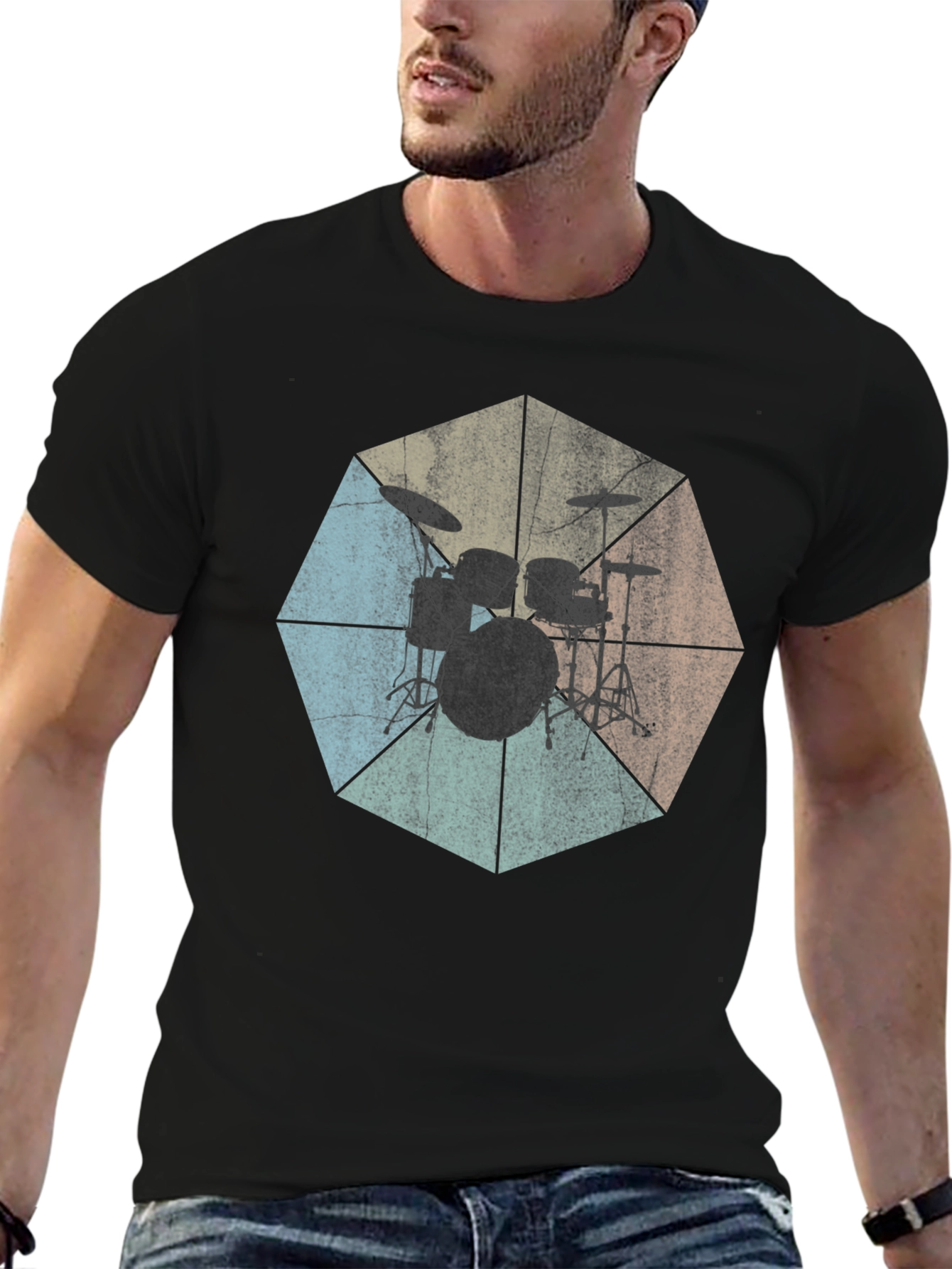 Vintage Drum Set Graphic Tee - Music Lovers T-Shirt