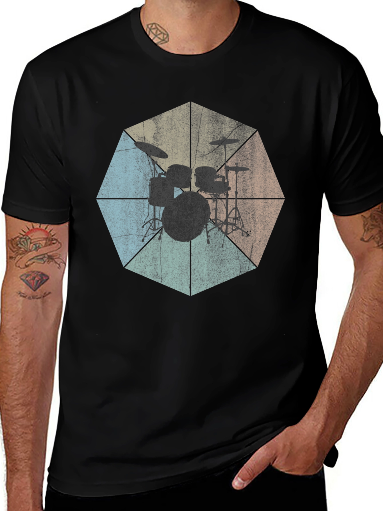 Vintage Drum Set Graphic Tee - Music Lovers T-Shirt