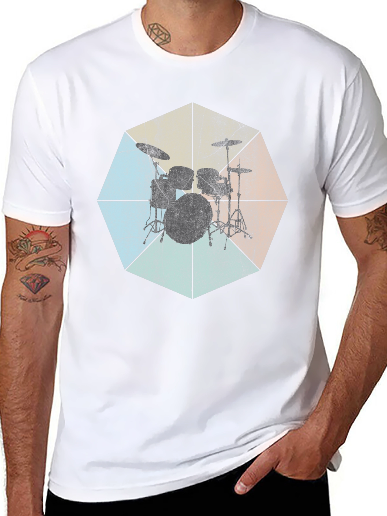 Vintage Drum Set Graphic Tee - Music Lovers T-Shirt