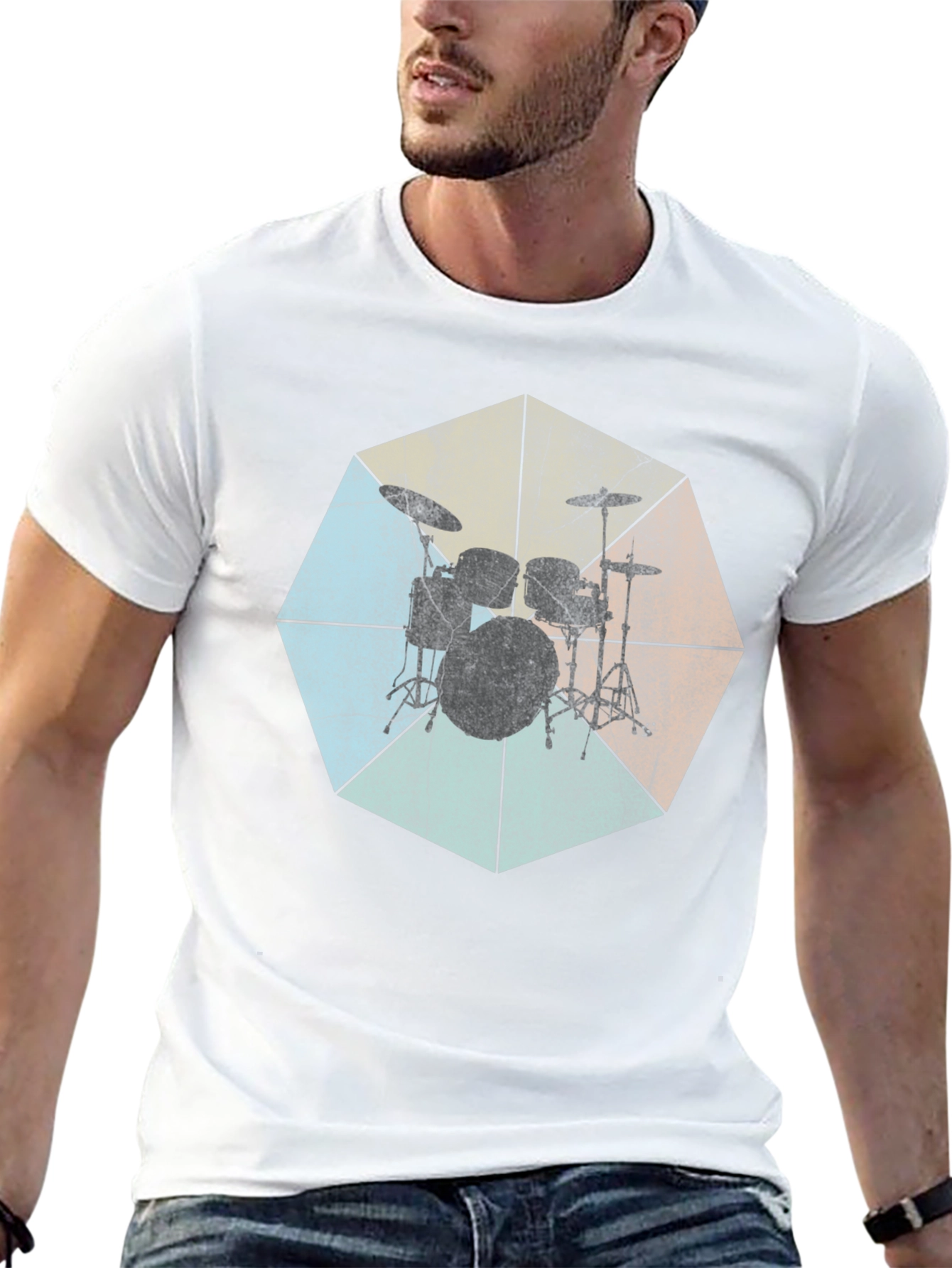 Vintage Drum Set Graphic Tee - Music Lovers T-Shirt