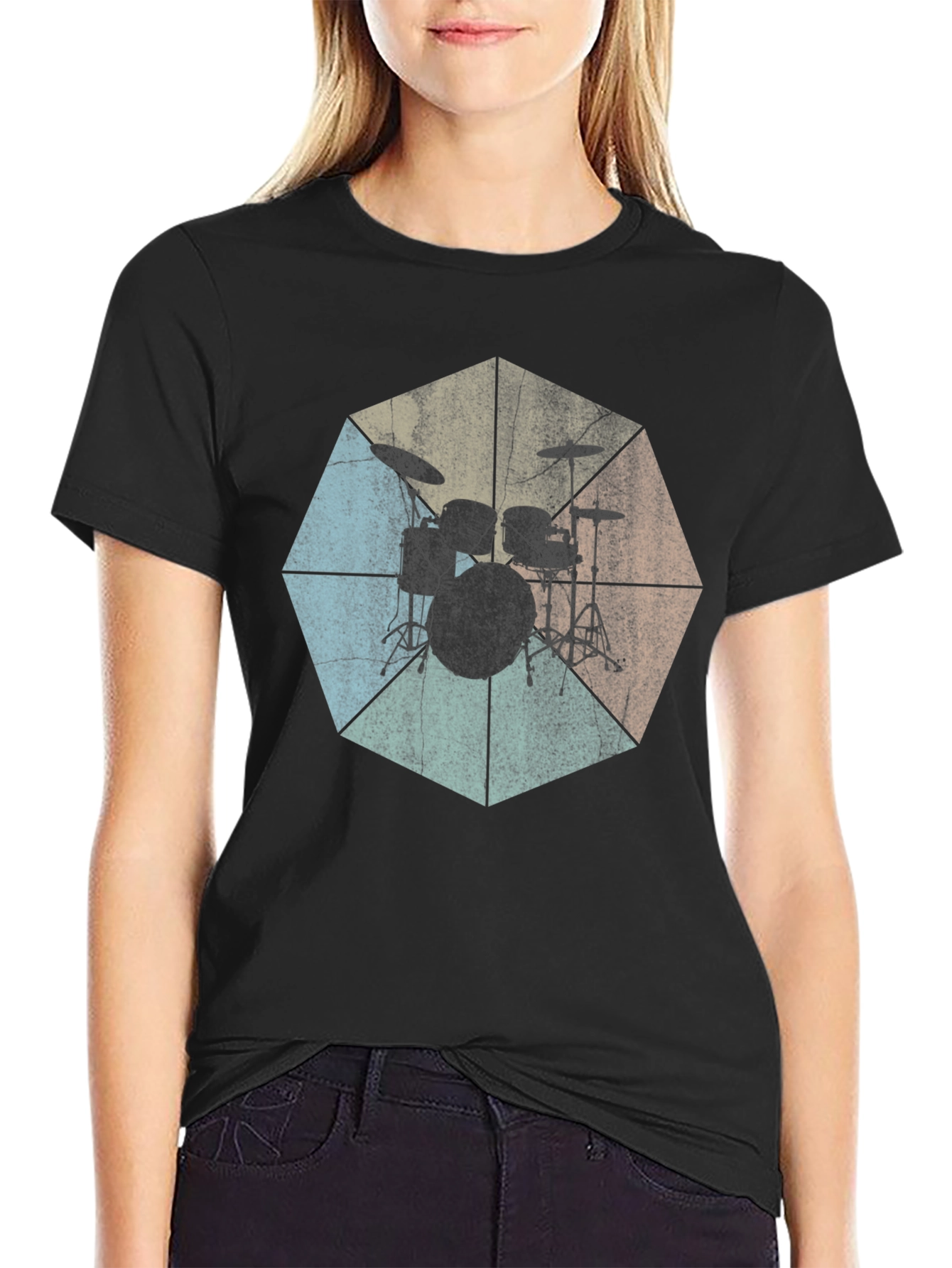 Vintage Drum Set Graphic Tee - Music Lovers T-Shirt