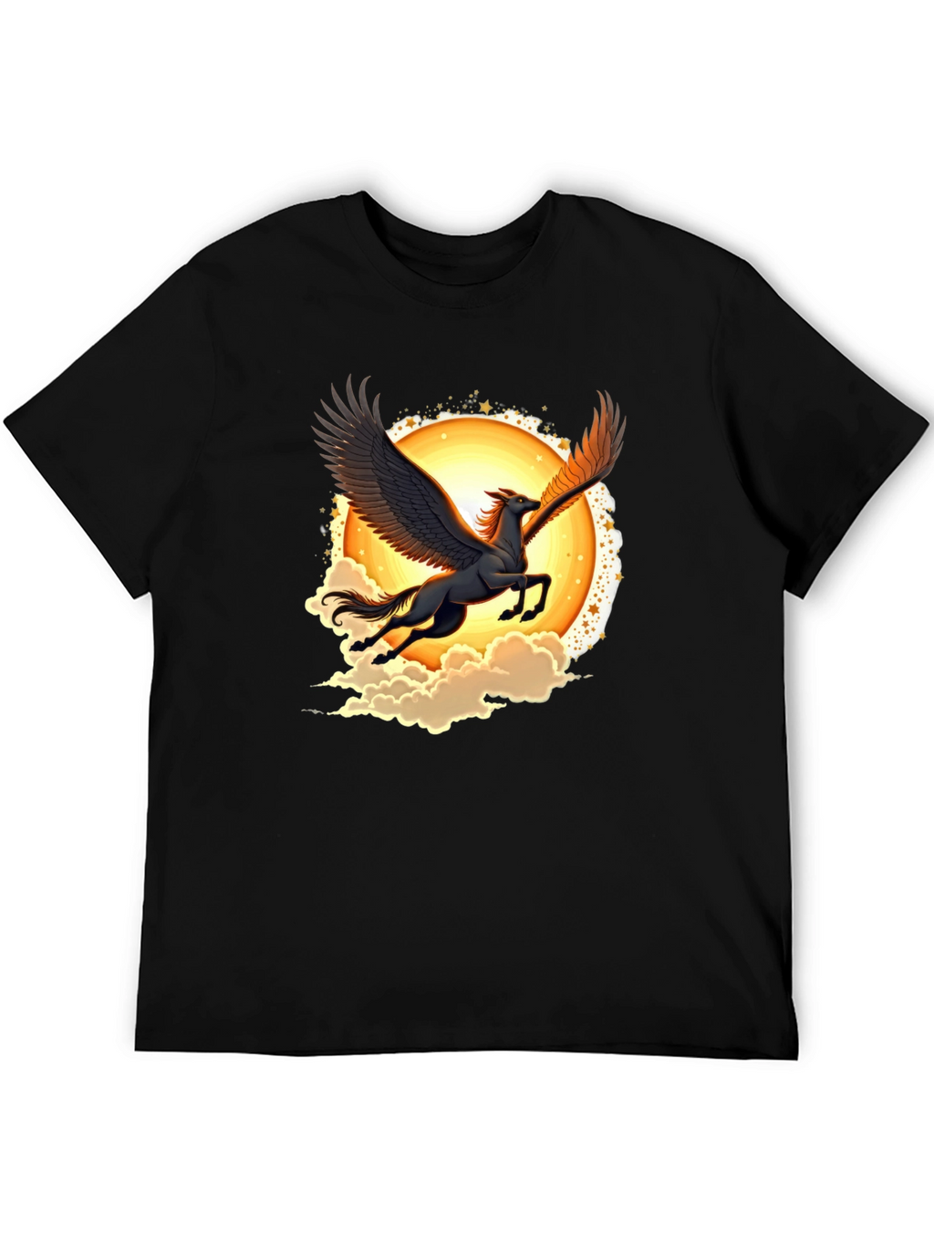 Pegasus Graphic Tee - Black Crew Neck T-Shirt