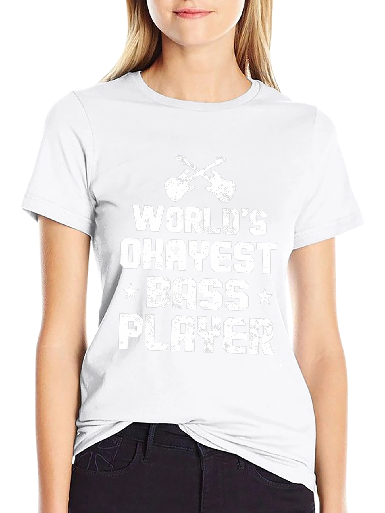 Worlds Okayest Bass Player Black T-Shirt