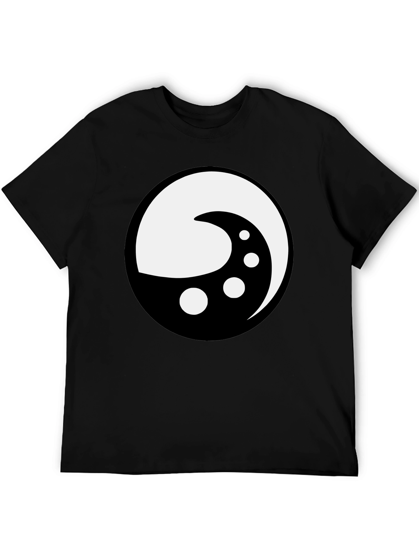Yin Yang Moon Phase Graphic Tee - Black Cotton Shirt
