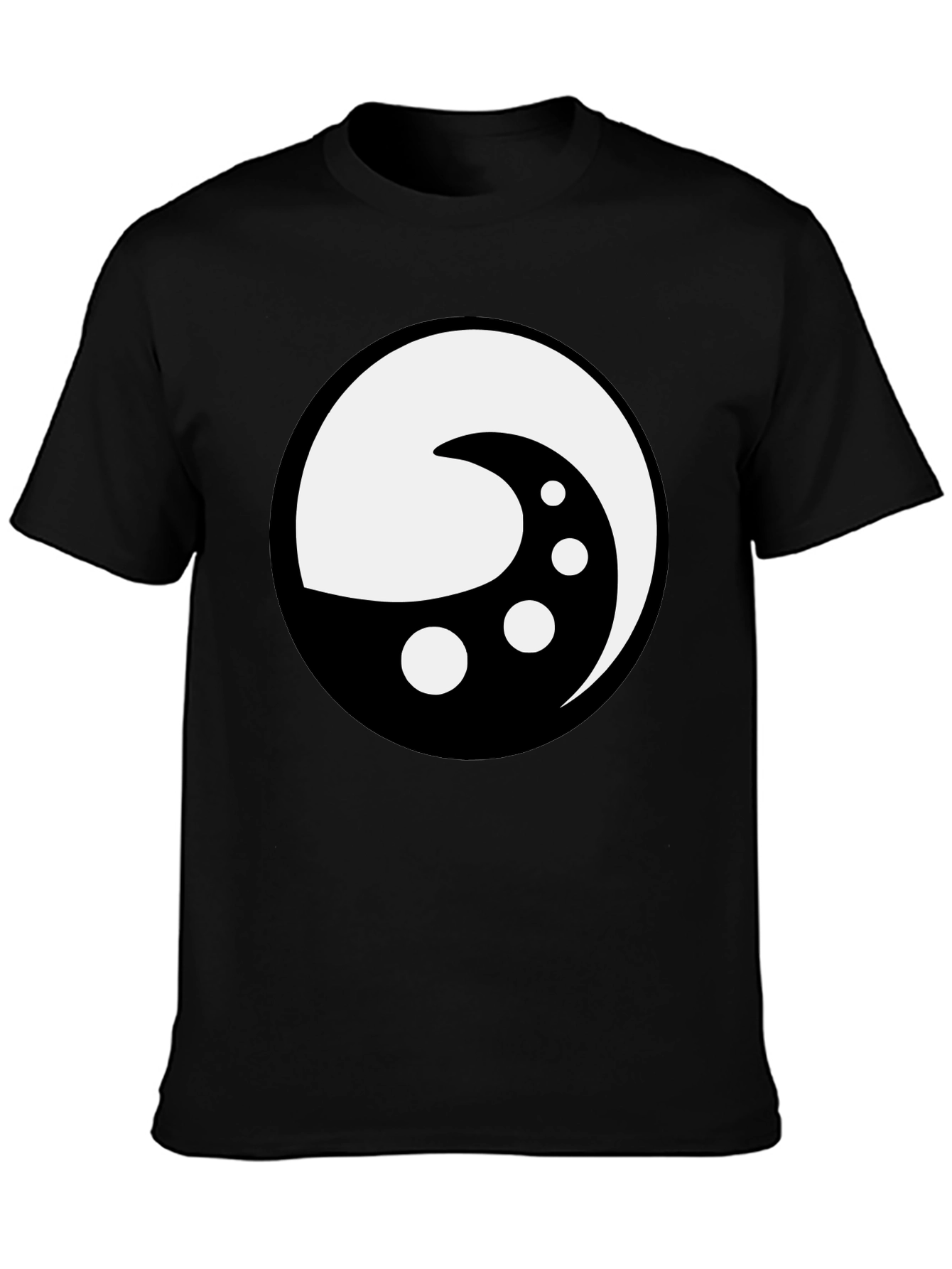 Yin Yang Moon Phase Graphic Tee - Black Cotton Shirt