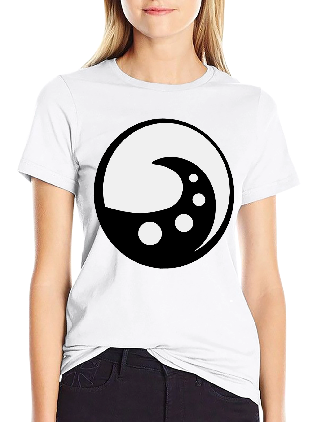 Yin Yang Moon Phase Graphic Tee - Black Cotton Shirt
