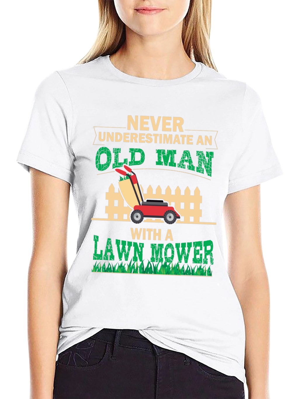 Old Man Lawn Mower Graphic Tee - Black