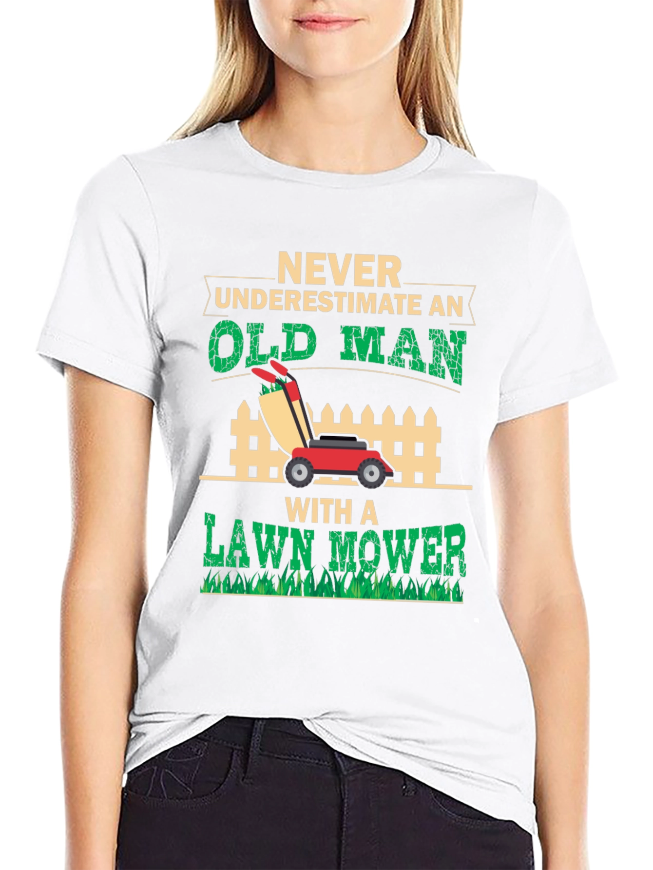 Old Man Lawn Mower Graphic Tee - Black