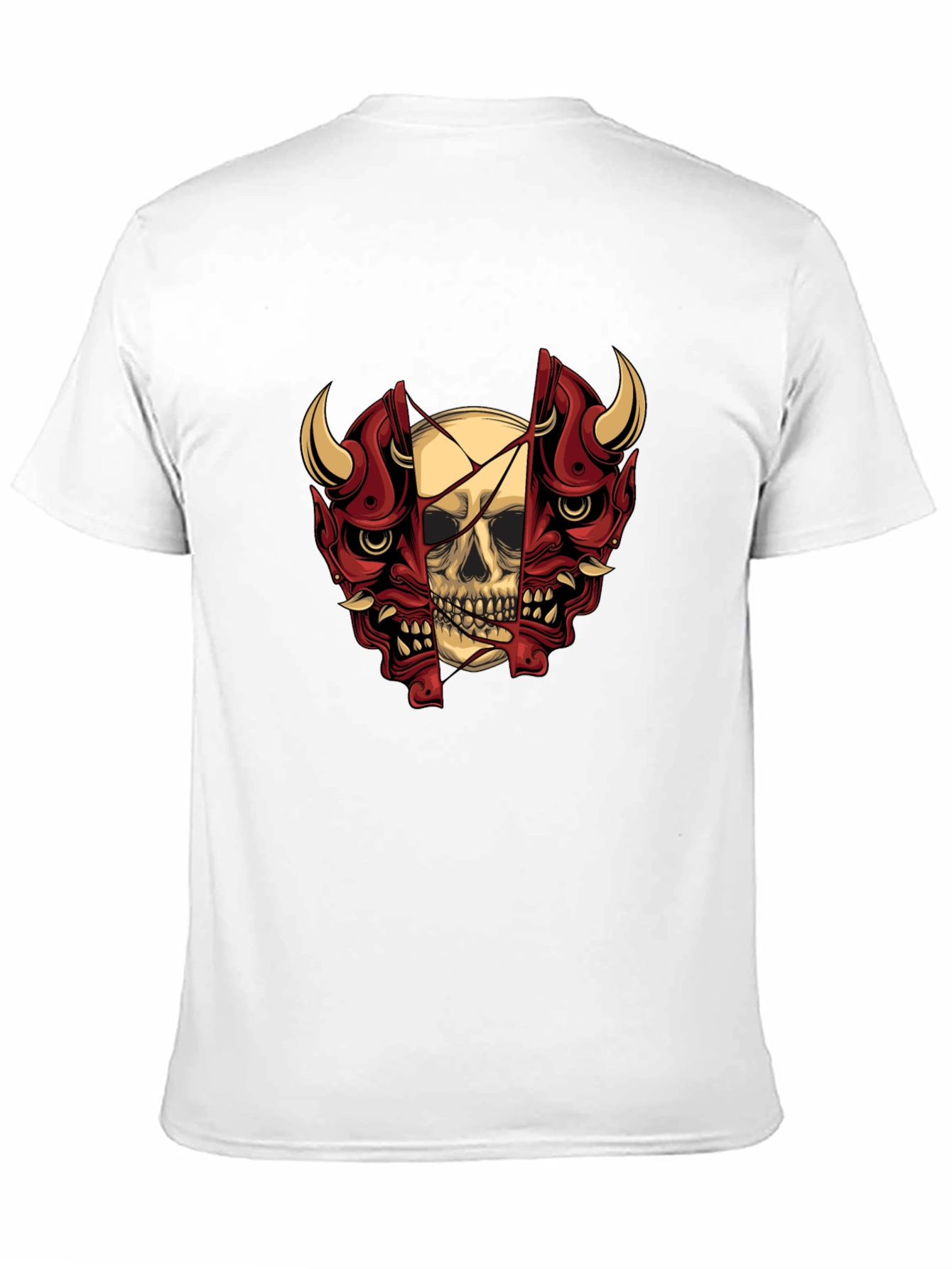 Skull and Oni Mask Graphic T-Shirt