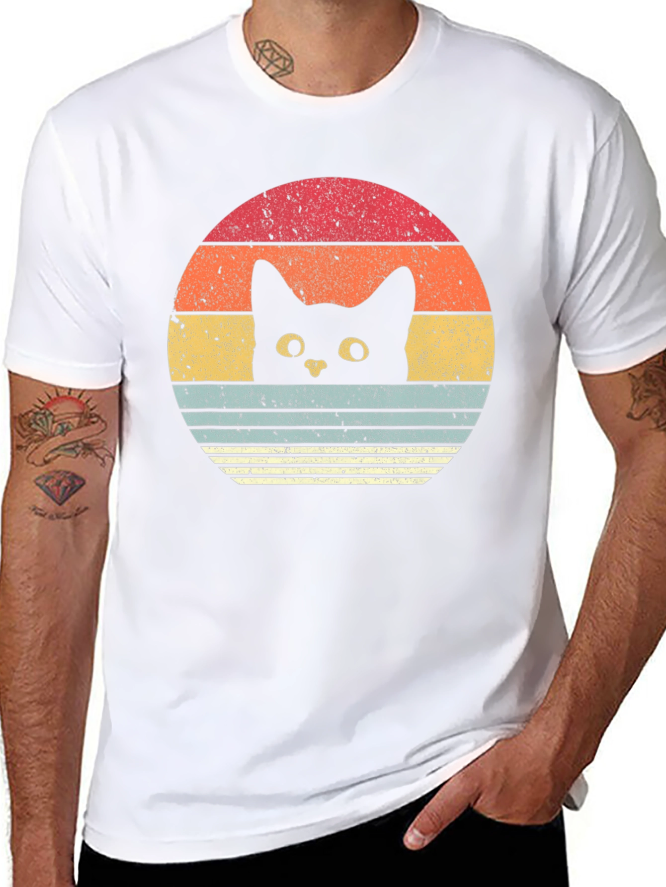 Retro Cat Sunset T-Shirt