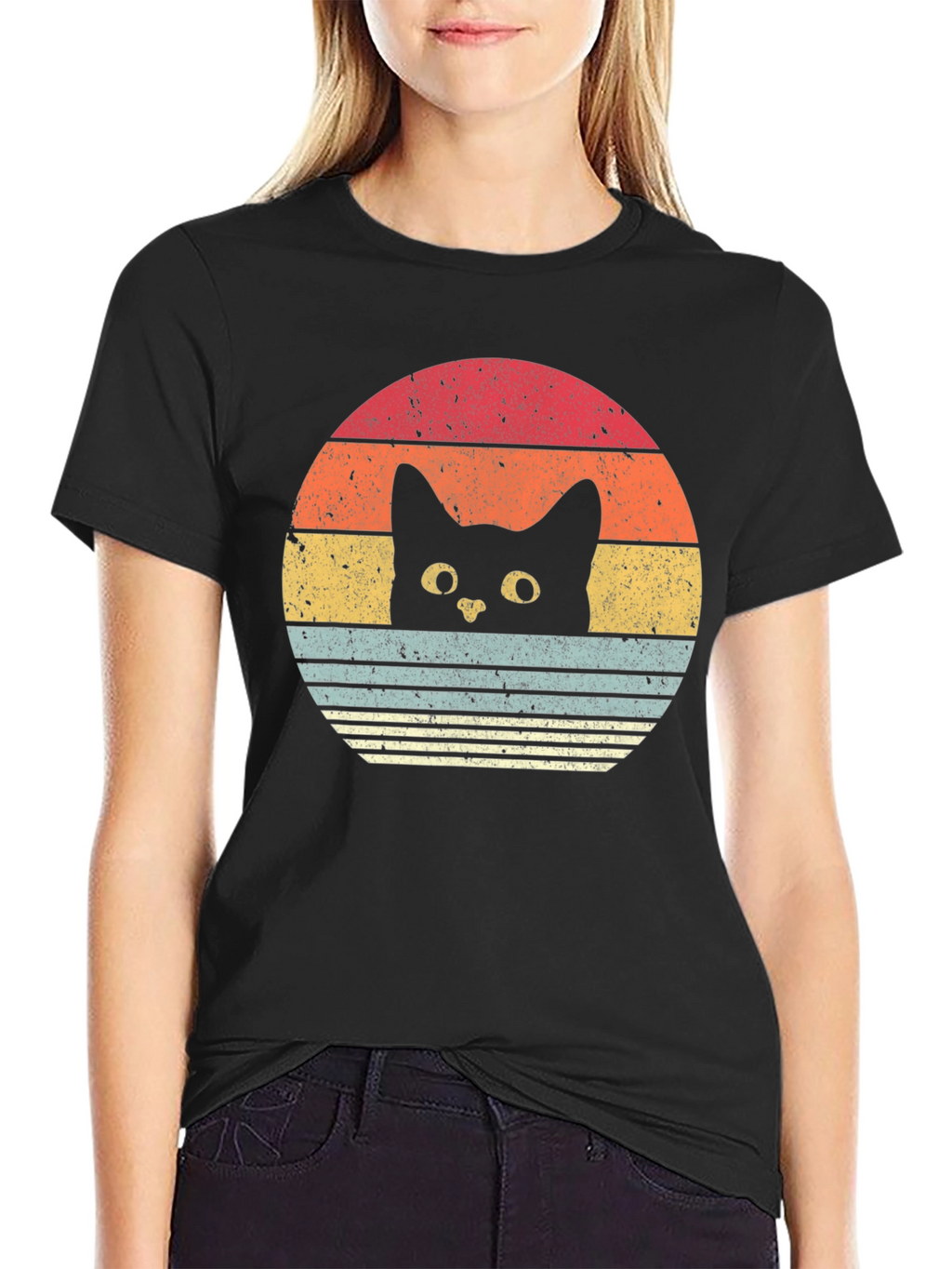 Retro Cat Sunset T-Shirt