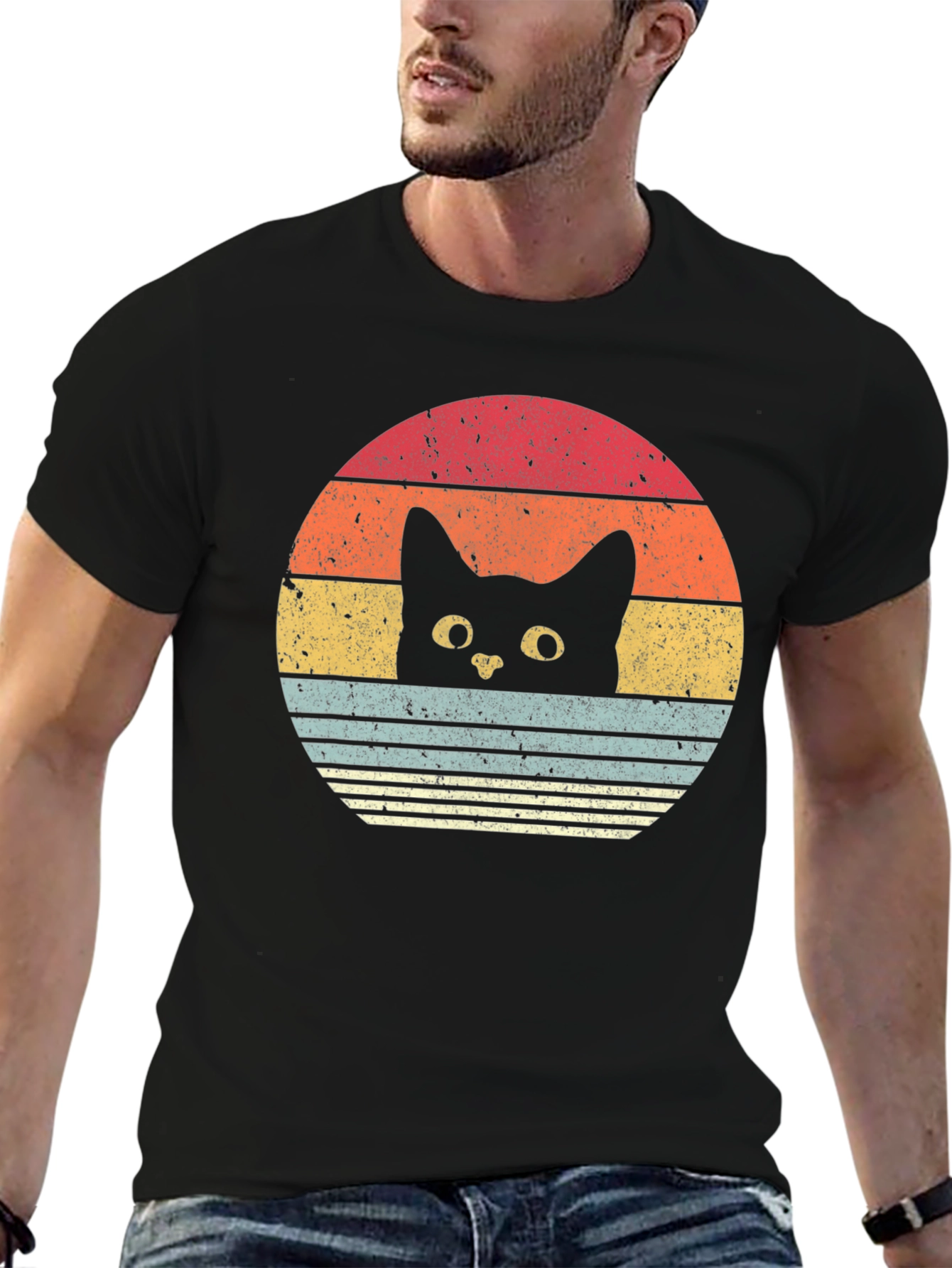 Retro Cat Sunset T-Shirt