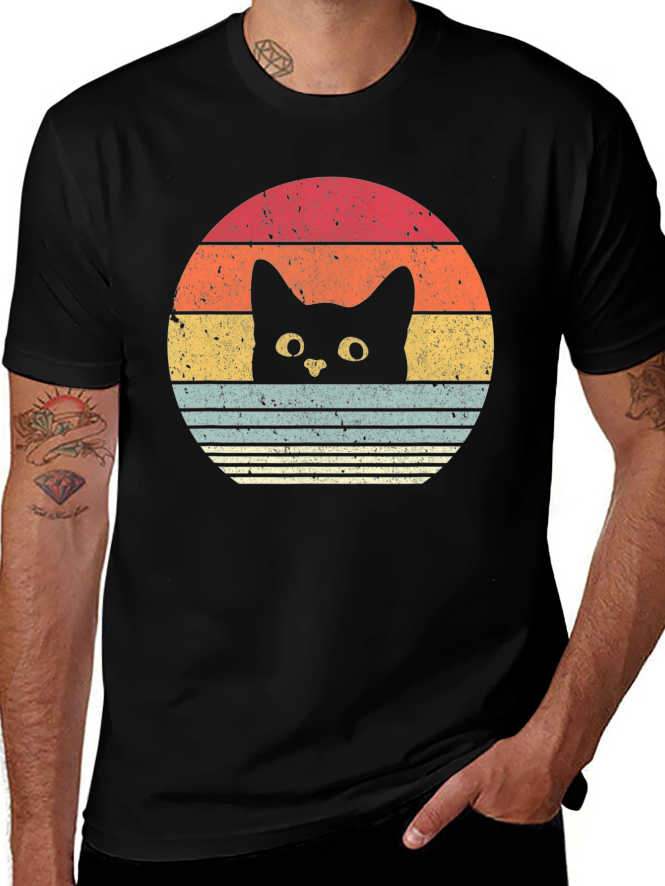 Retro Cat Sunset T-Shirt