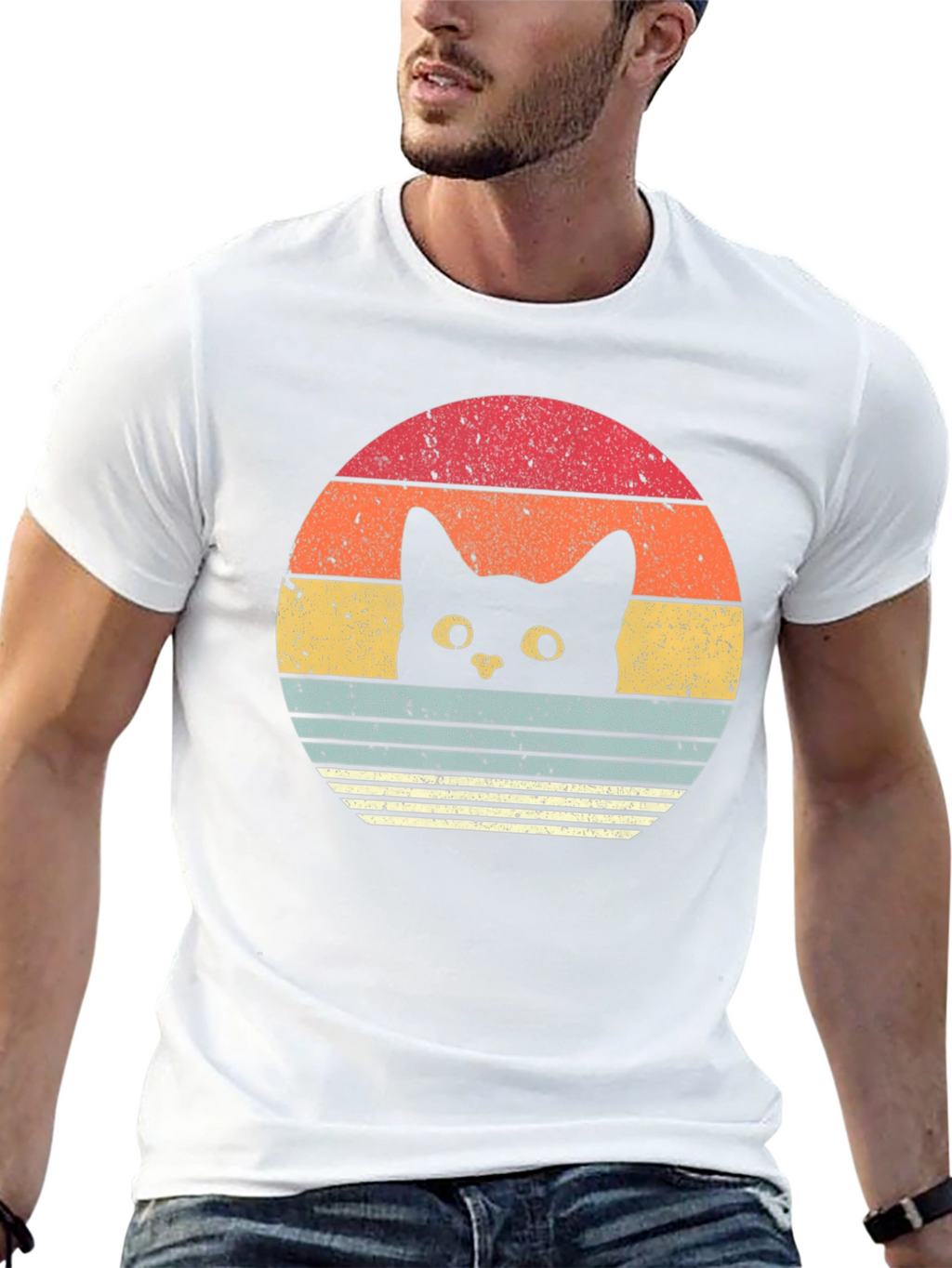 Retro Cat Sunset T-Shirt