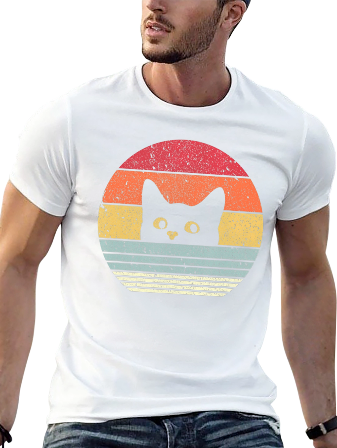Retro Cat Sunset T-Shirt