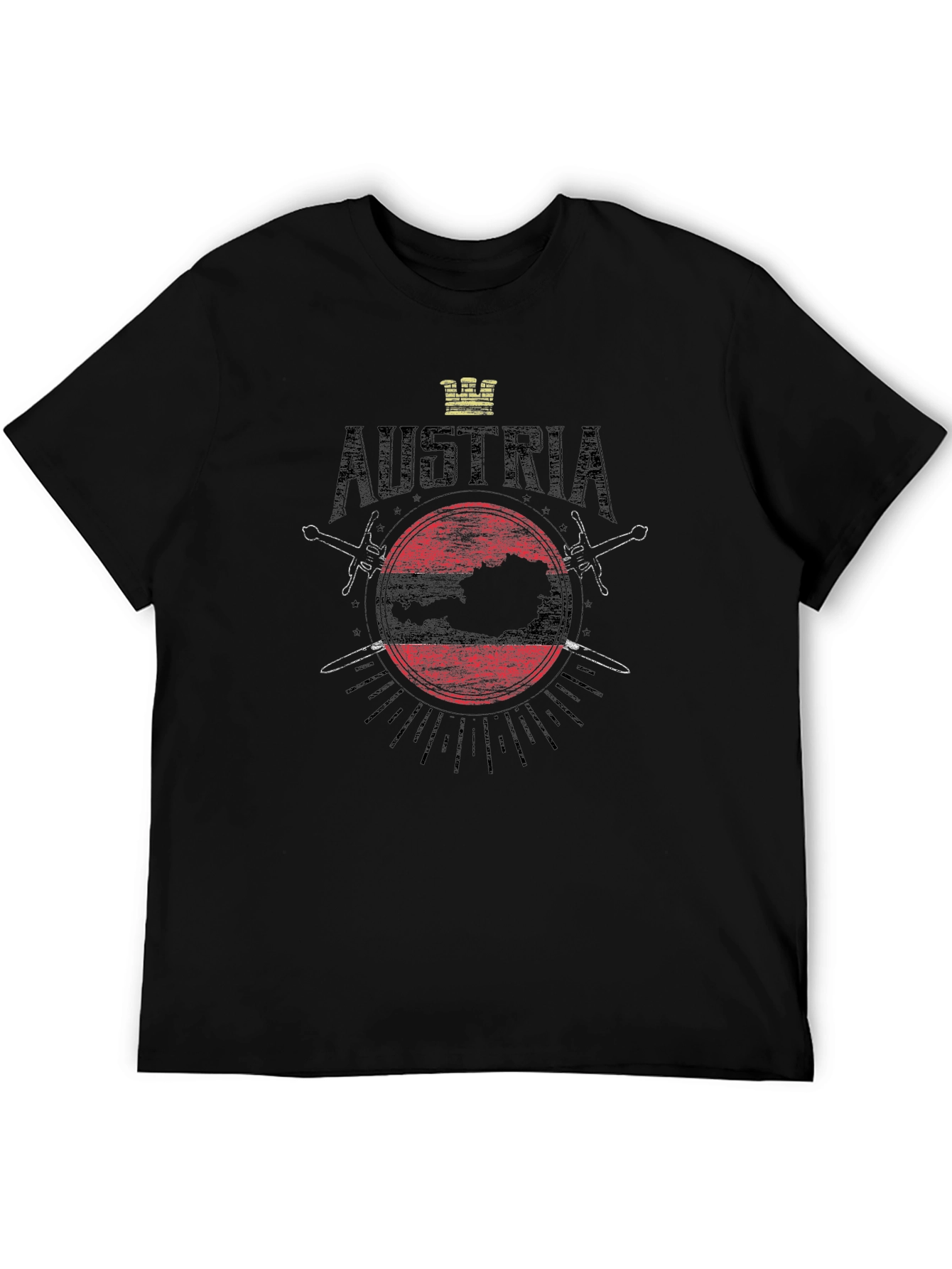 Austria Flag Graphic Black T-Shirt