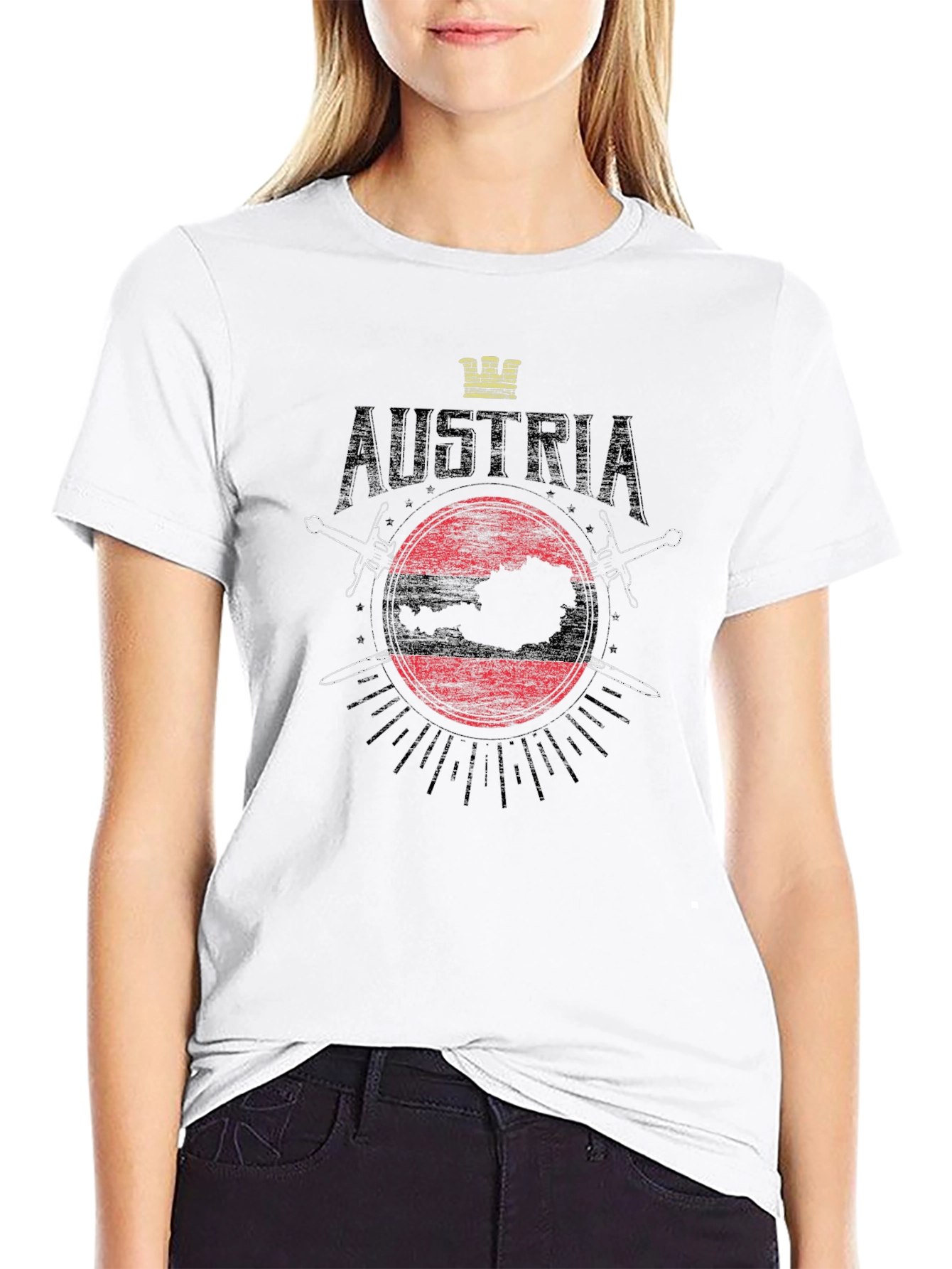 Austria Flag Graphic Black T-Shirt