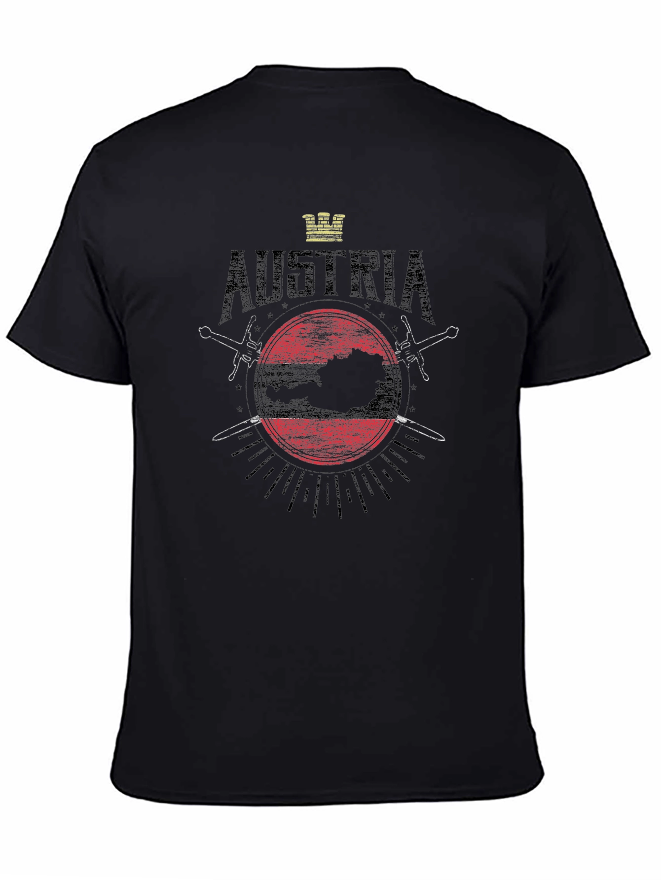 Austria Flag Graphic Black T-Shirt