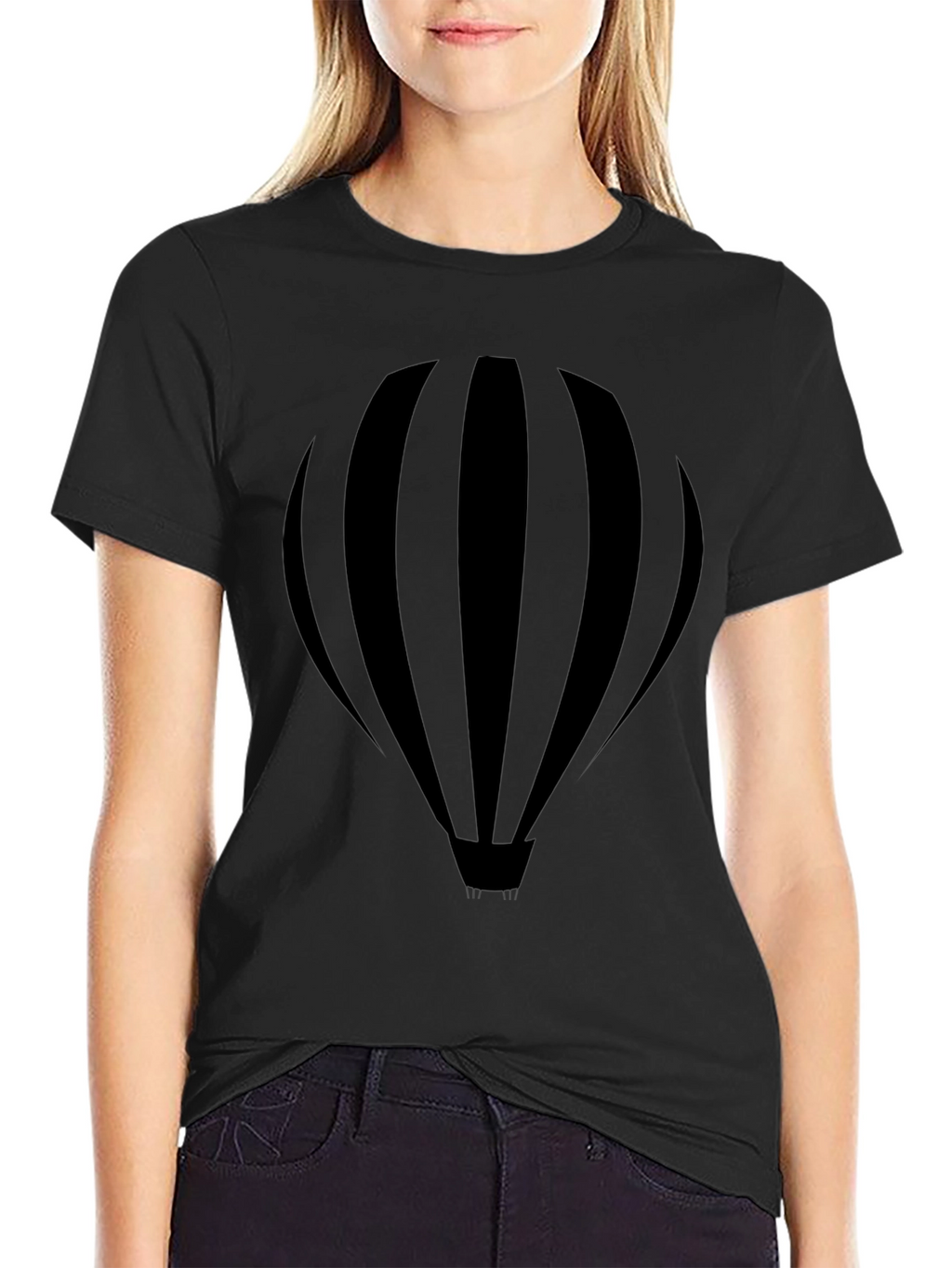Black Hot Air Balloon Graphic Tee for Men