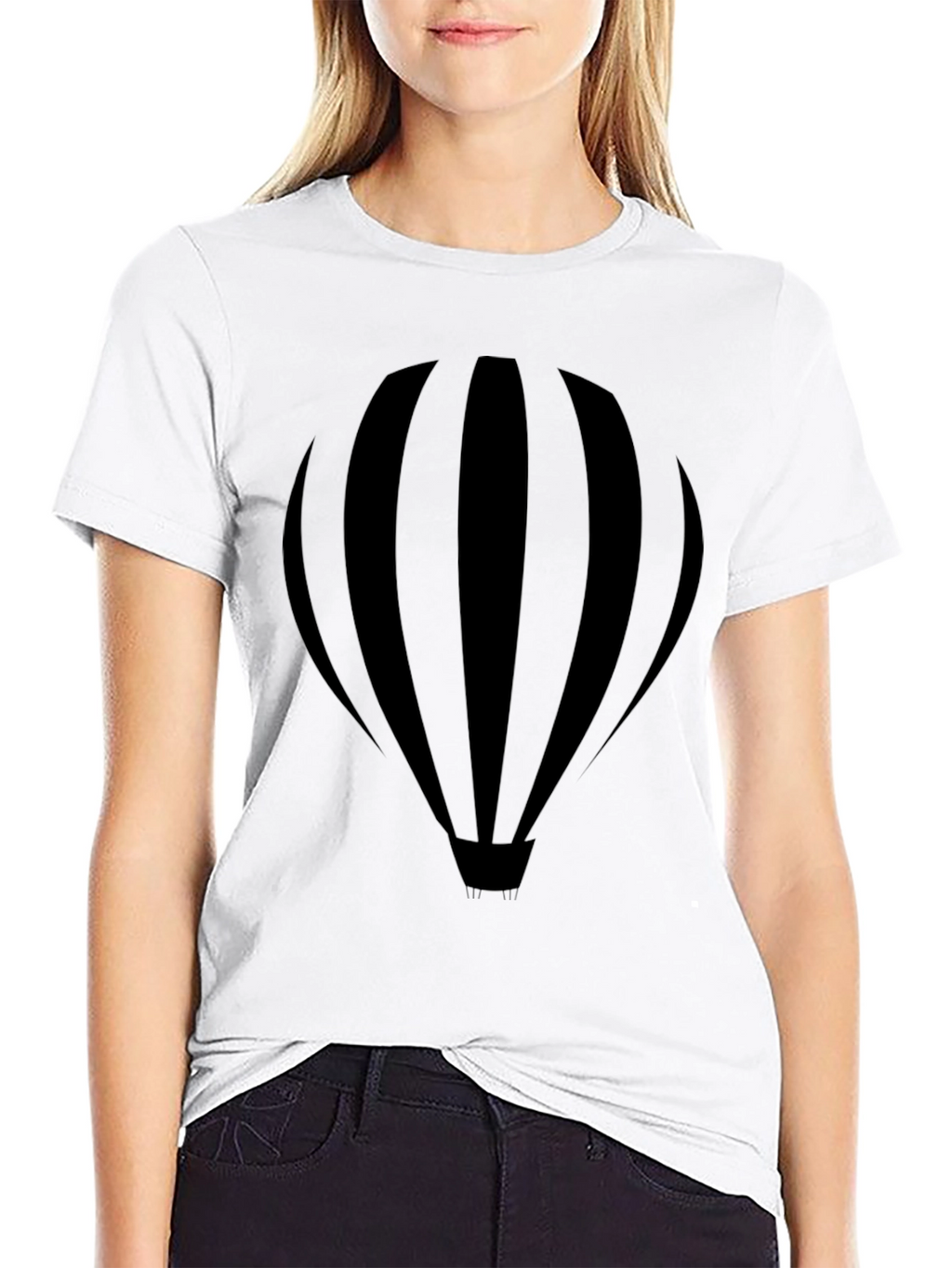 Black Hot Air Balloon Graphic Tee for Men