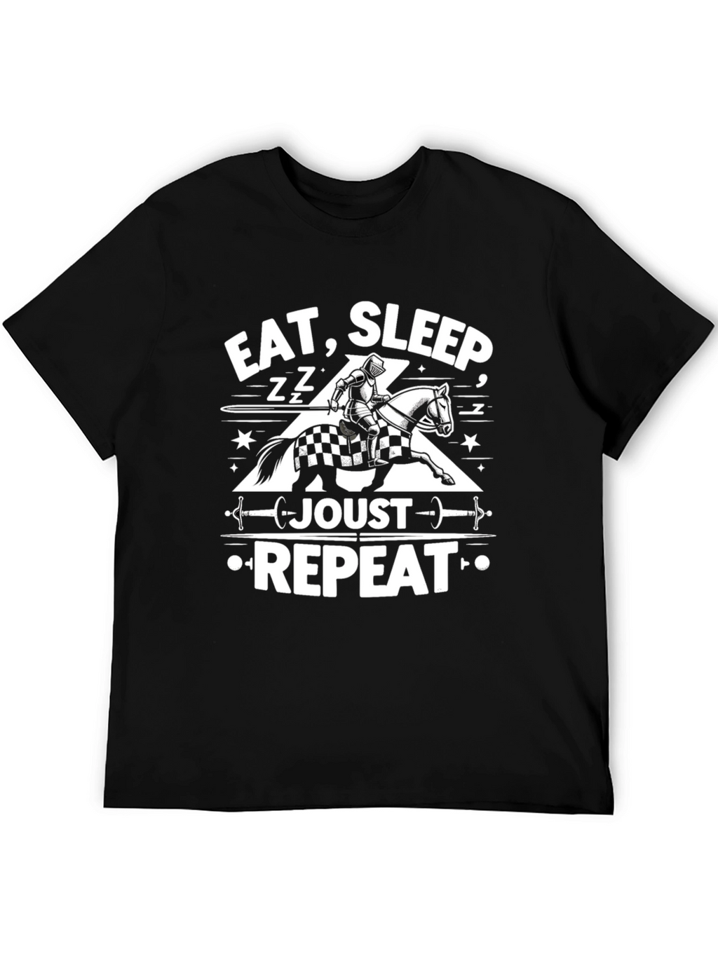 Eat Sleep Joust Repeat Black Graphic Tee