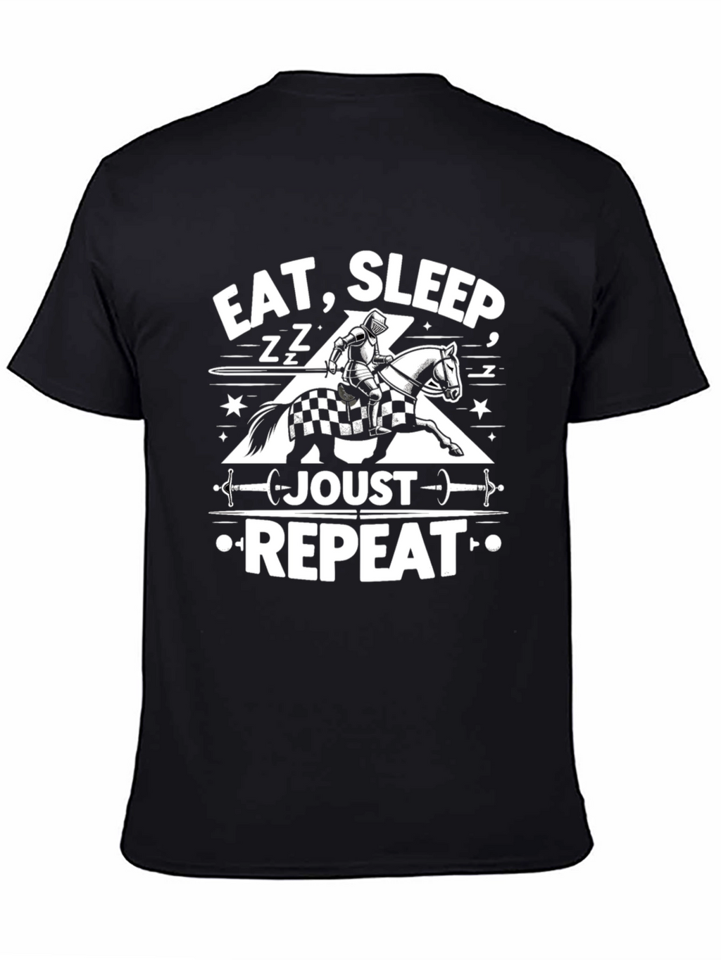 Eat Sleep Joust Repeat Black Graphic Tee
