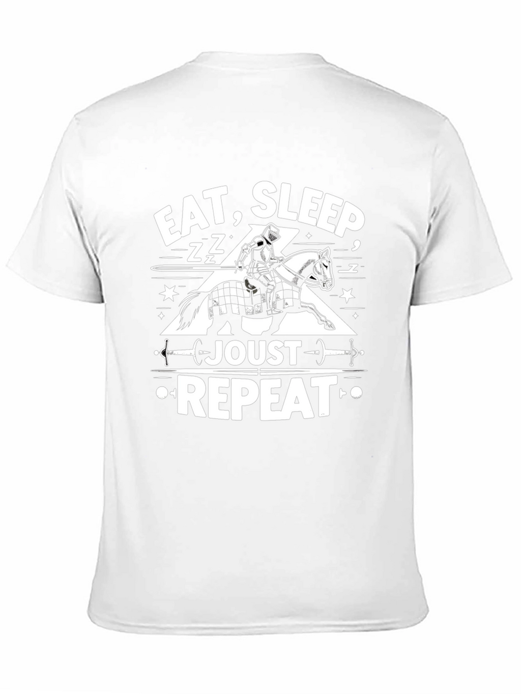 Eat Sleep Joust Repeat Black Graphic Tee