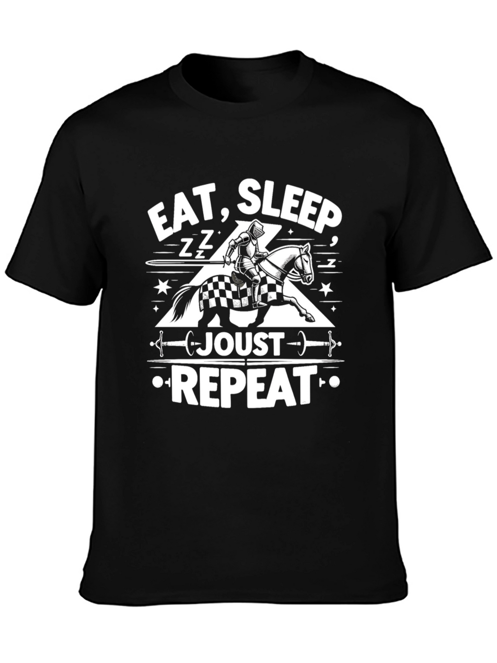 Eat Sleep Joust Repeat Black Graphic Tee