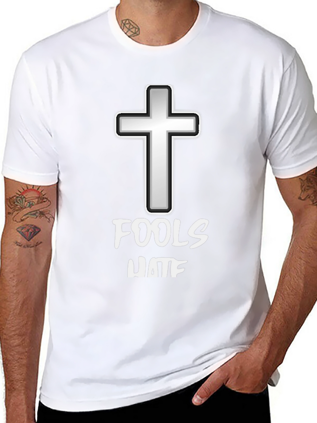 Christian T-Shirt - Fools Hate Cross