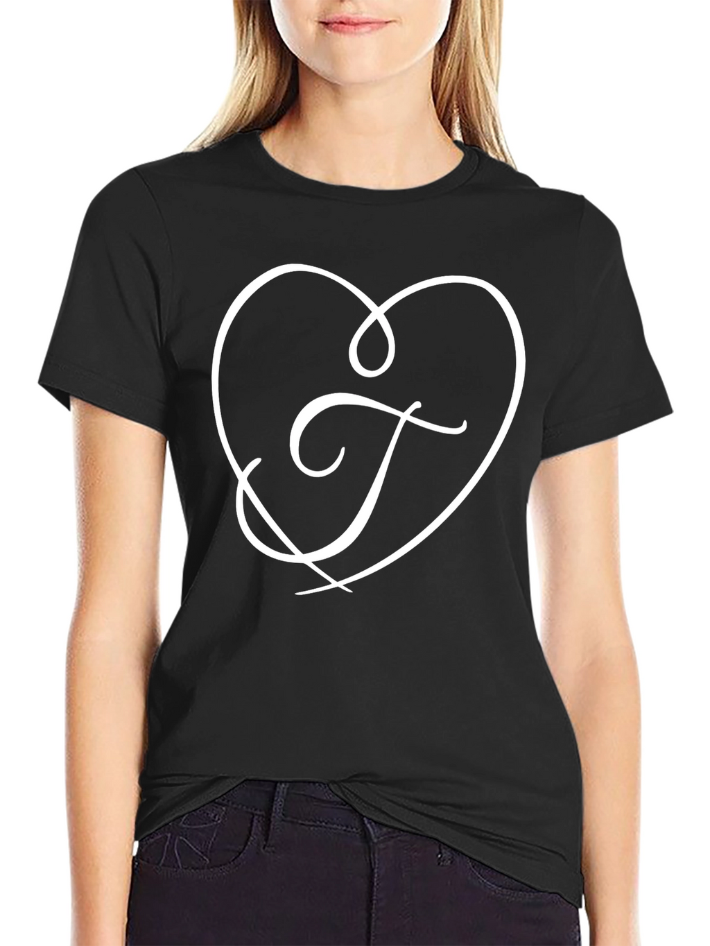 Heart Initial T-Shirt - Elegant Love Tee