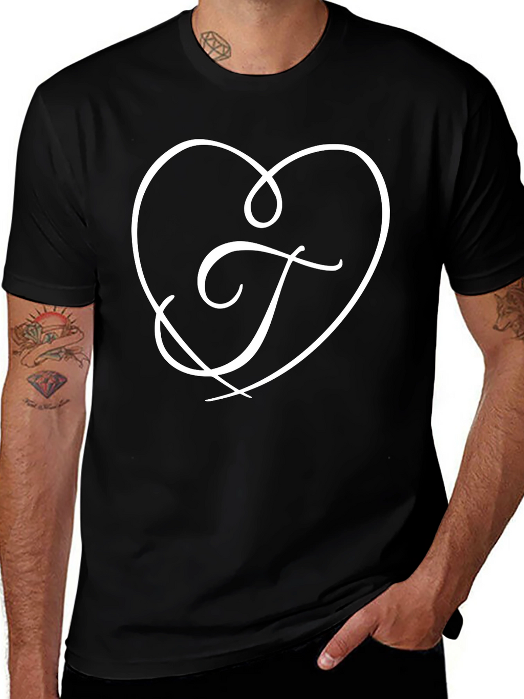 Heart Initial T-Shirt - Elegant Love Tee