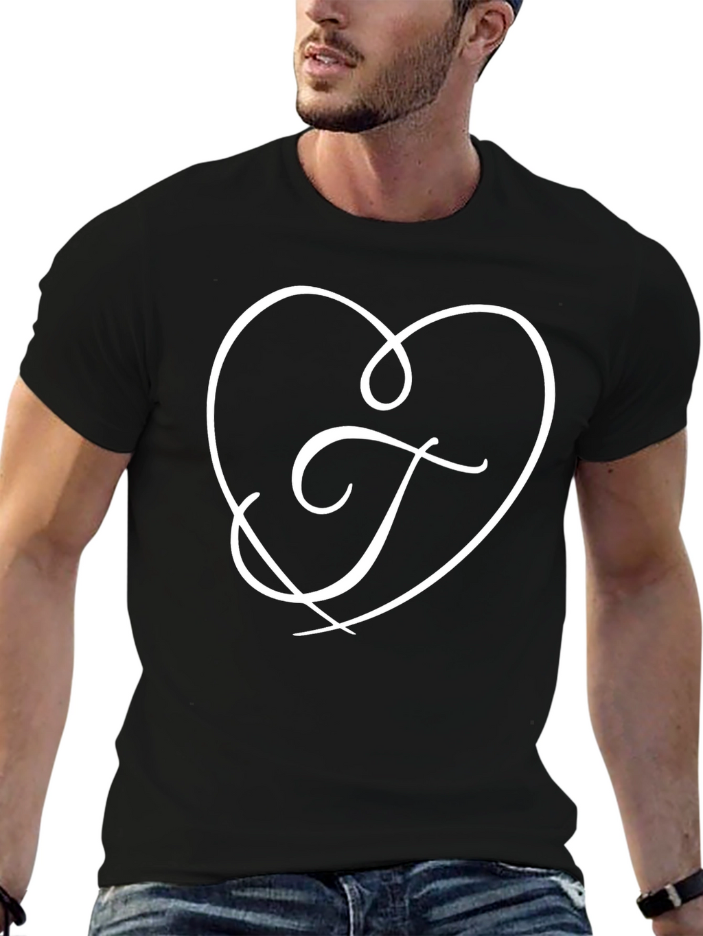 Heart Initial T-Shirt - Elegant Love Tee