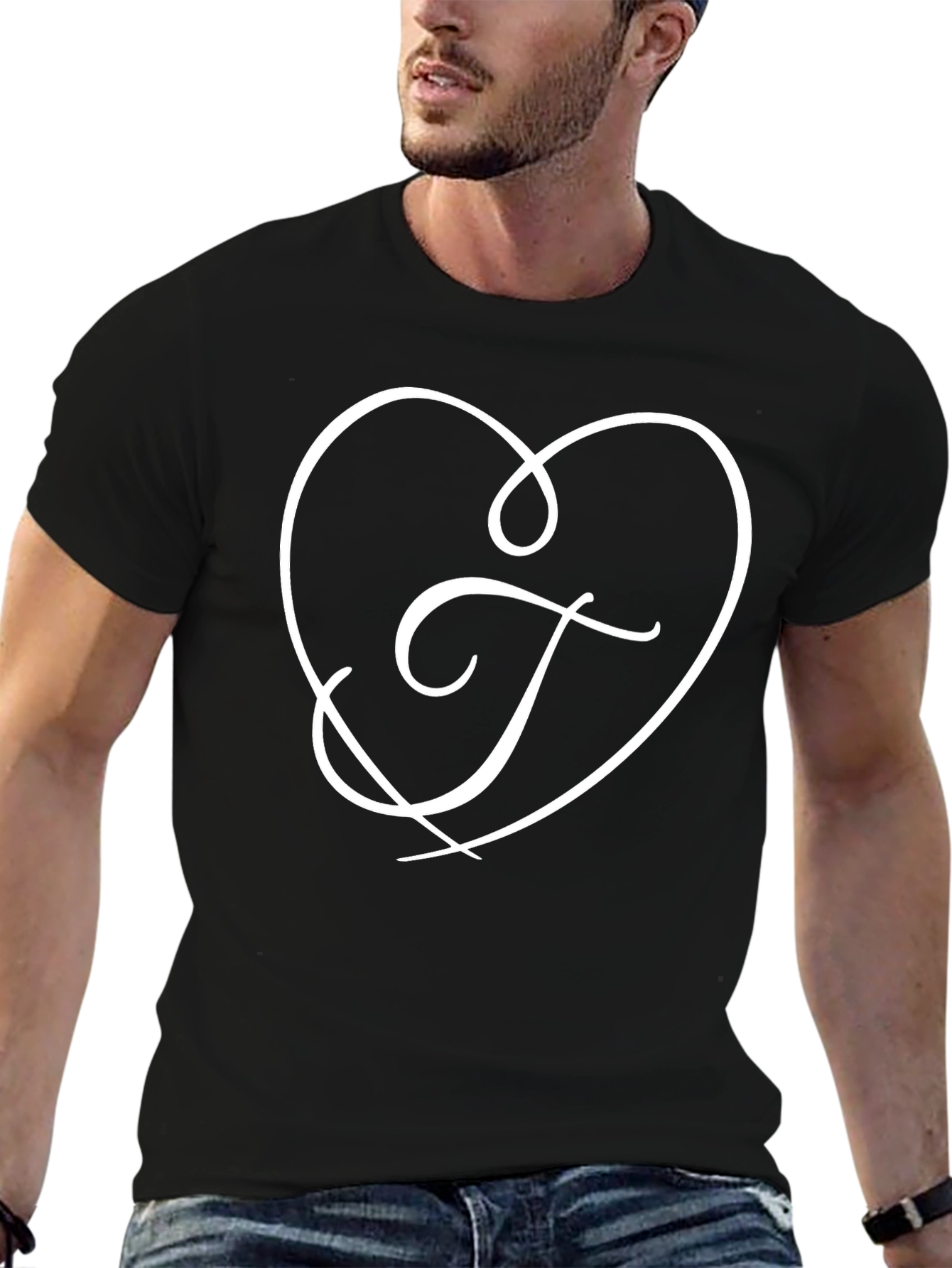 Heart Initial T-Shirt - Elegant Love Tee
