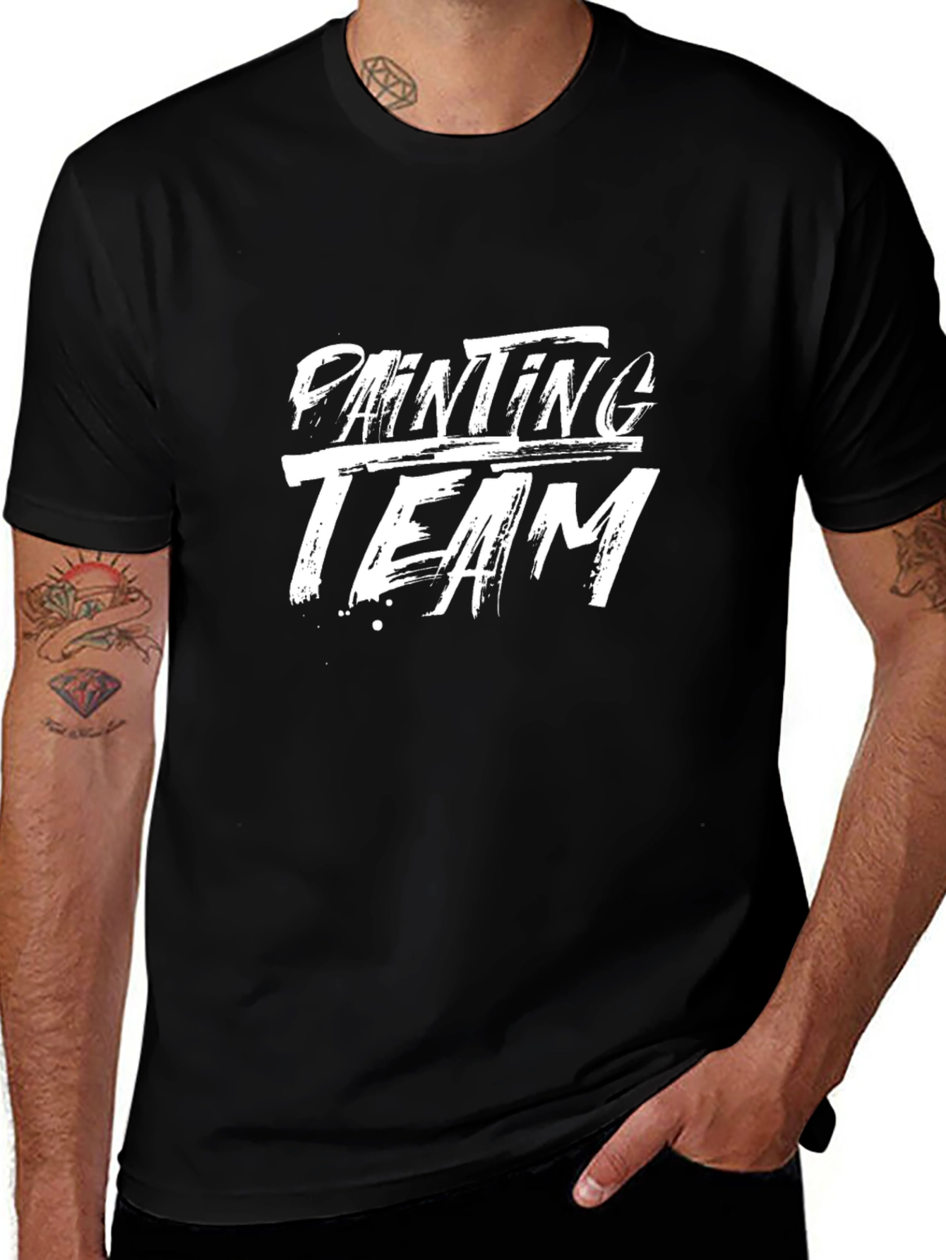 Painting Team Black Cotton Graphic T-Shirt