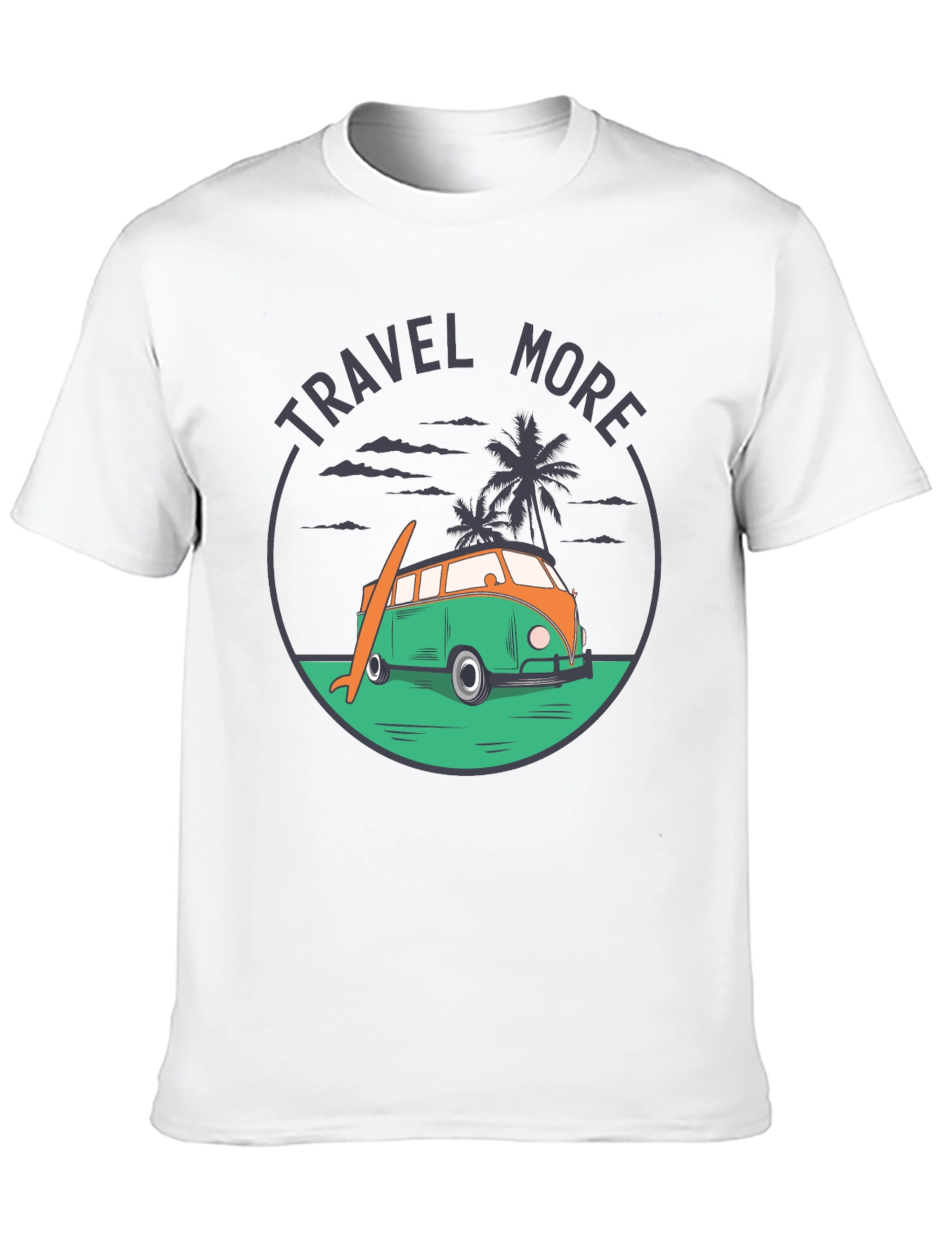 Travel More Graphic Tee - Beach Van Surfboard Design