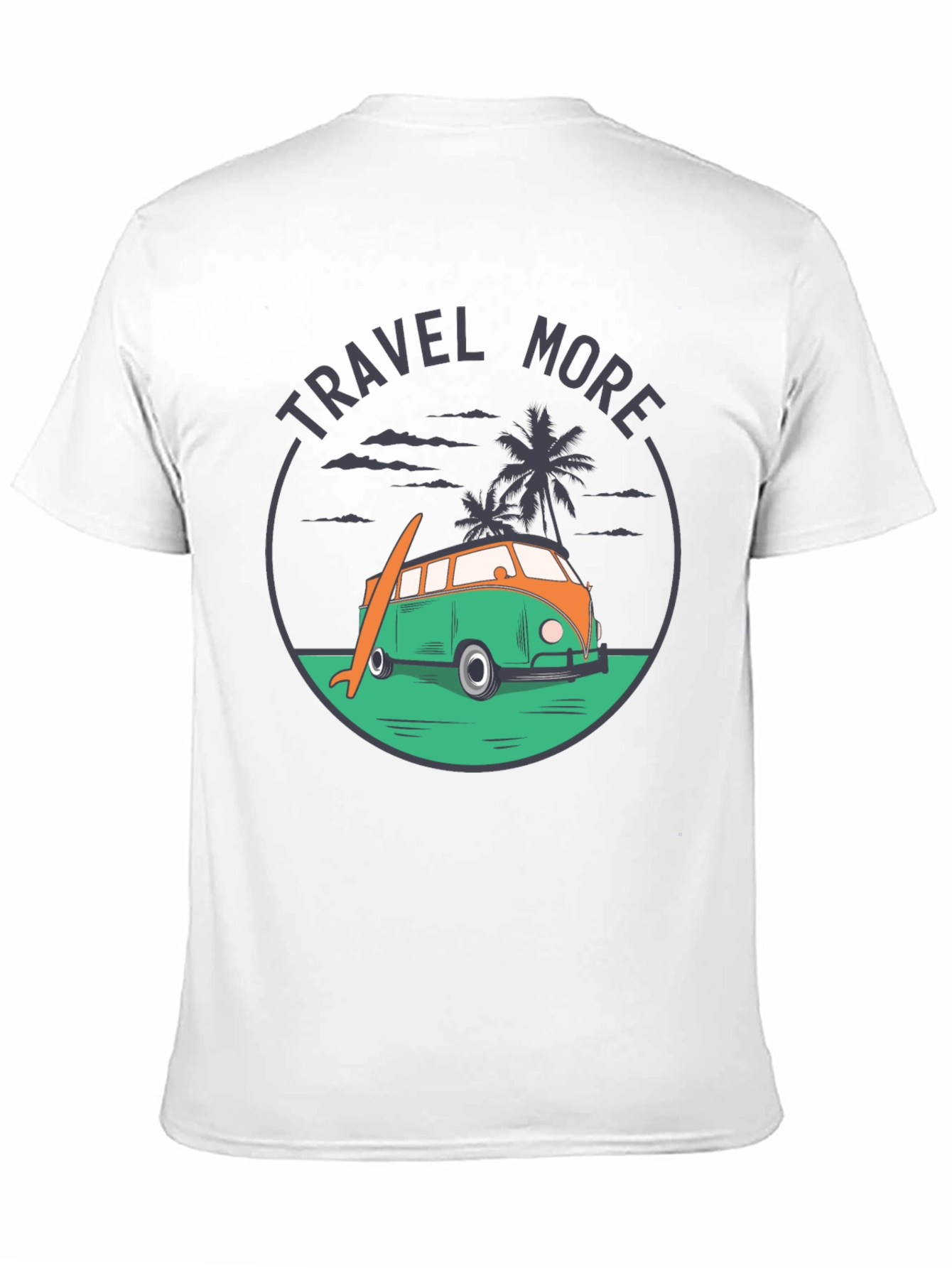 Travel More Graphic Tee - Beach Van Surfboard Design