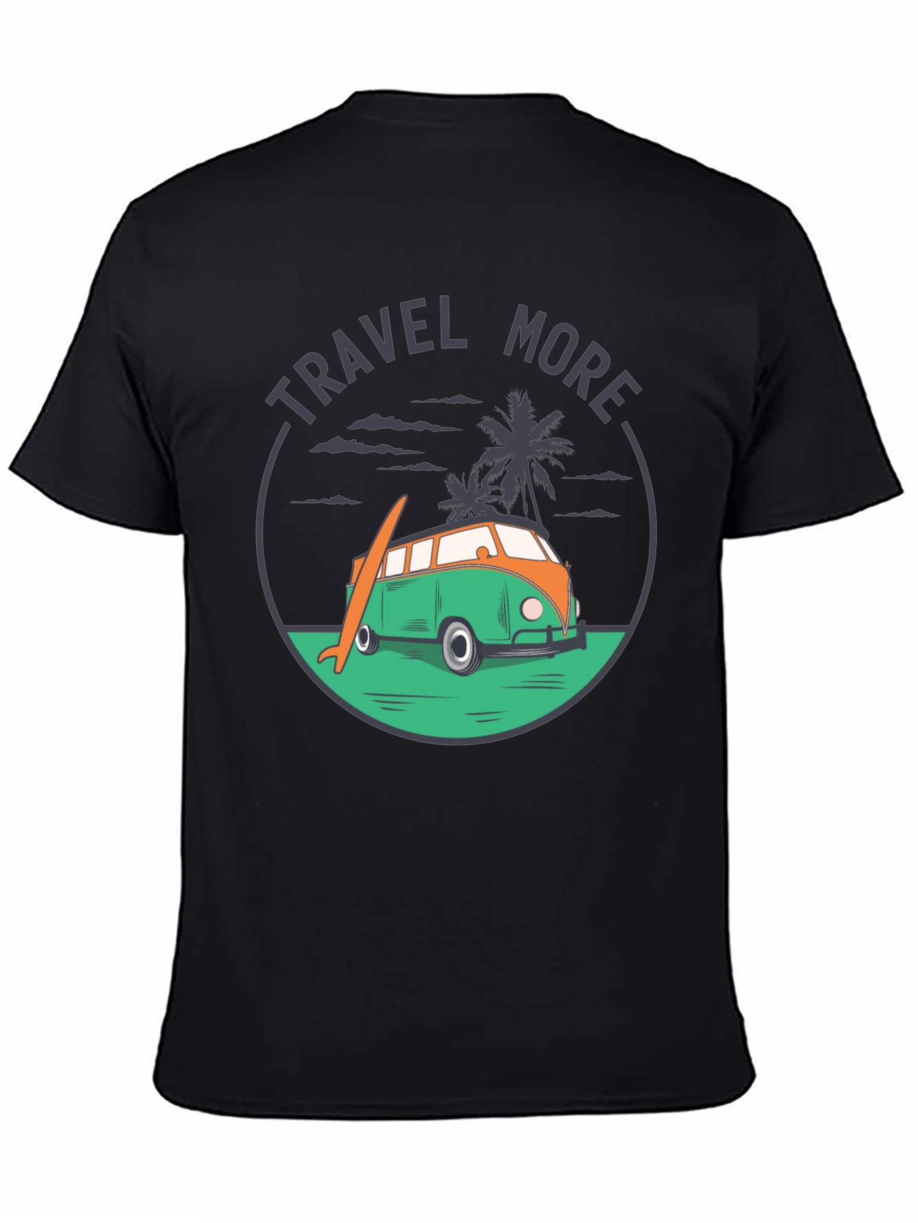 Travel More Graphic Tee - Beach Van Surfboard Design