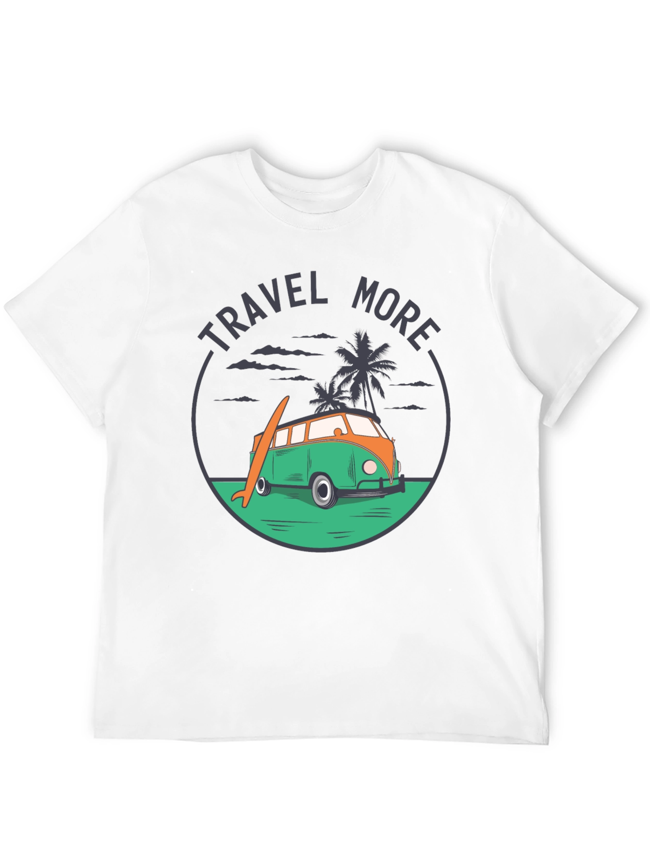 Travel More Graphic Tee - Beach Van Surfboard Design