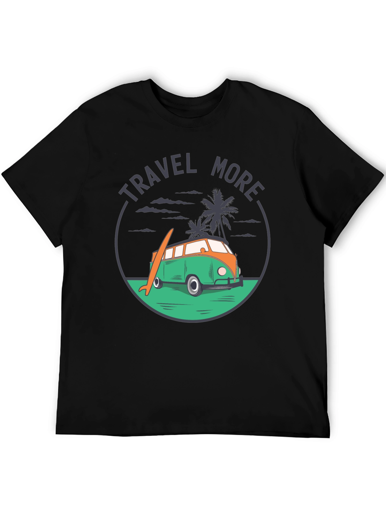 Travel More Graphic Tee - Beach Van Surfboard Design