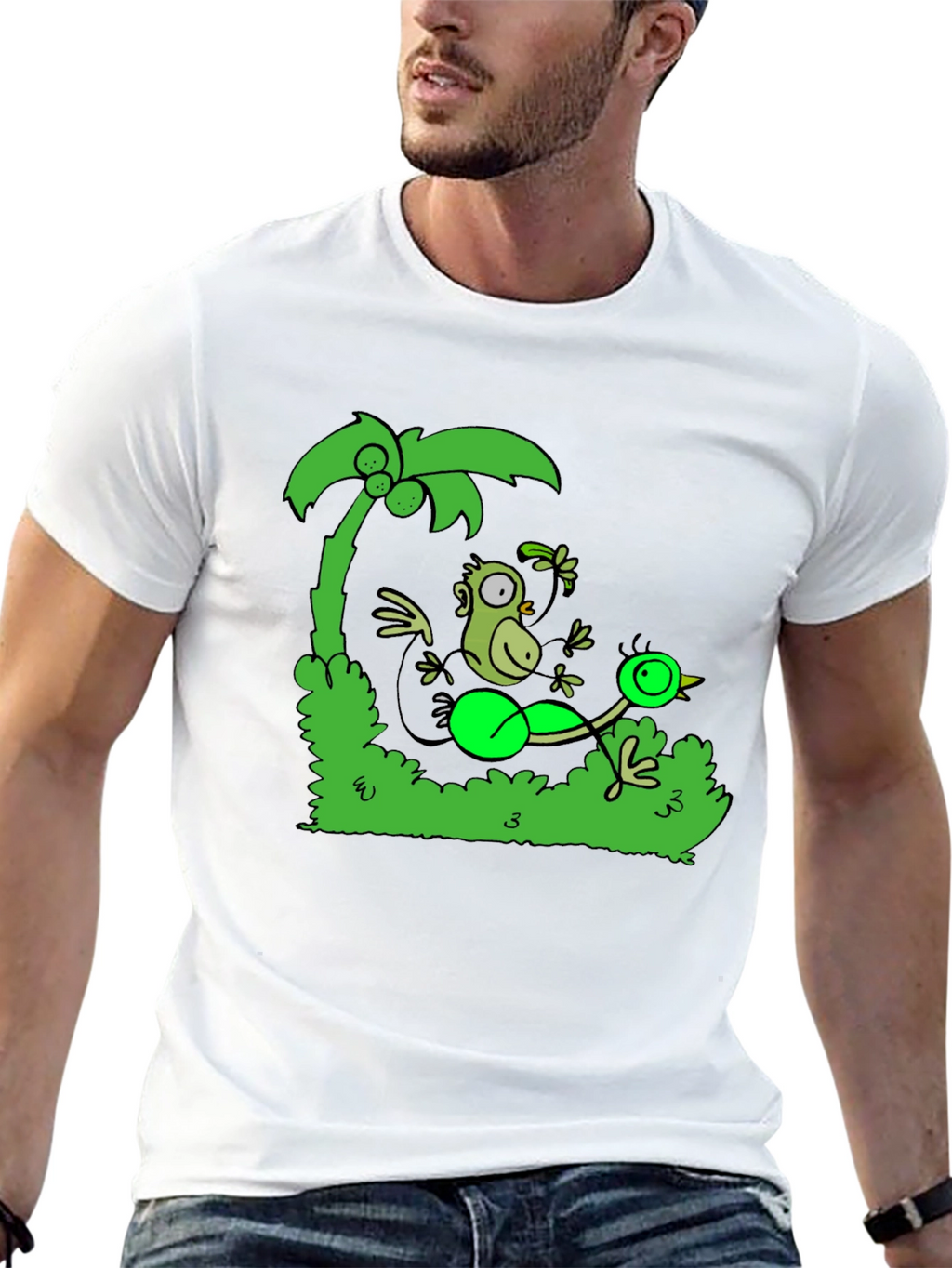 Funny Monkey and Bird T-Shirt