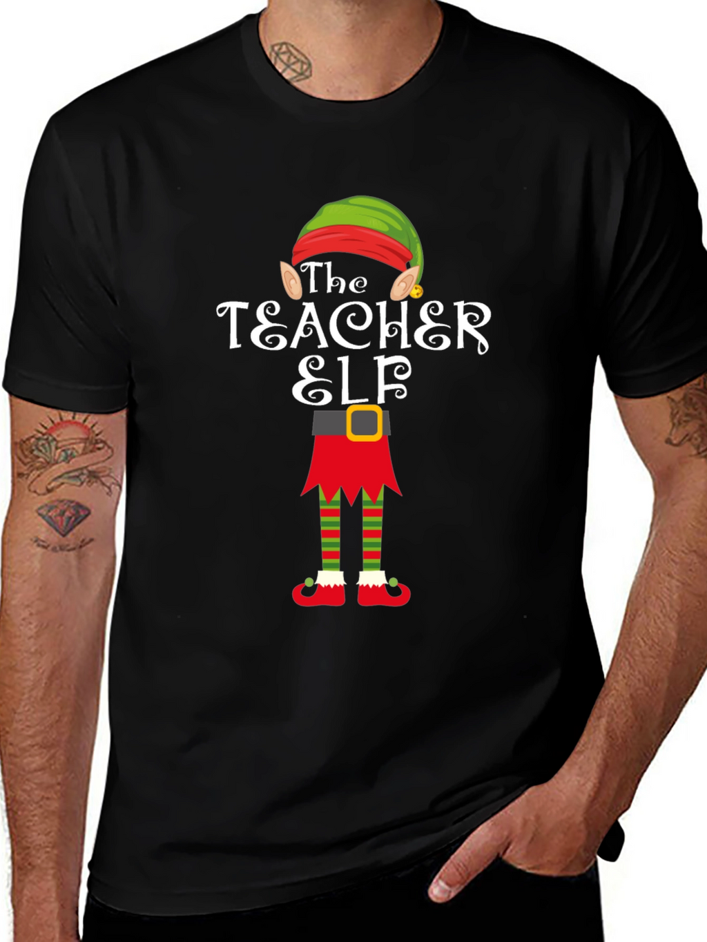 Teacher Elf Graphic T-Shirt - Holiday Cheer
