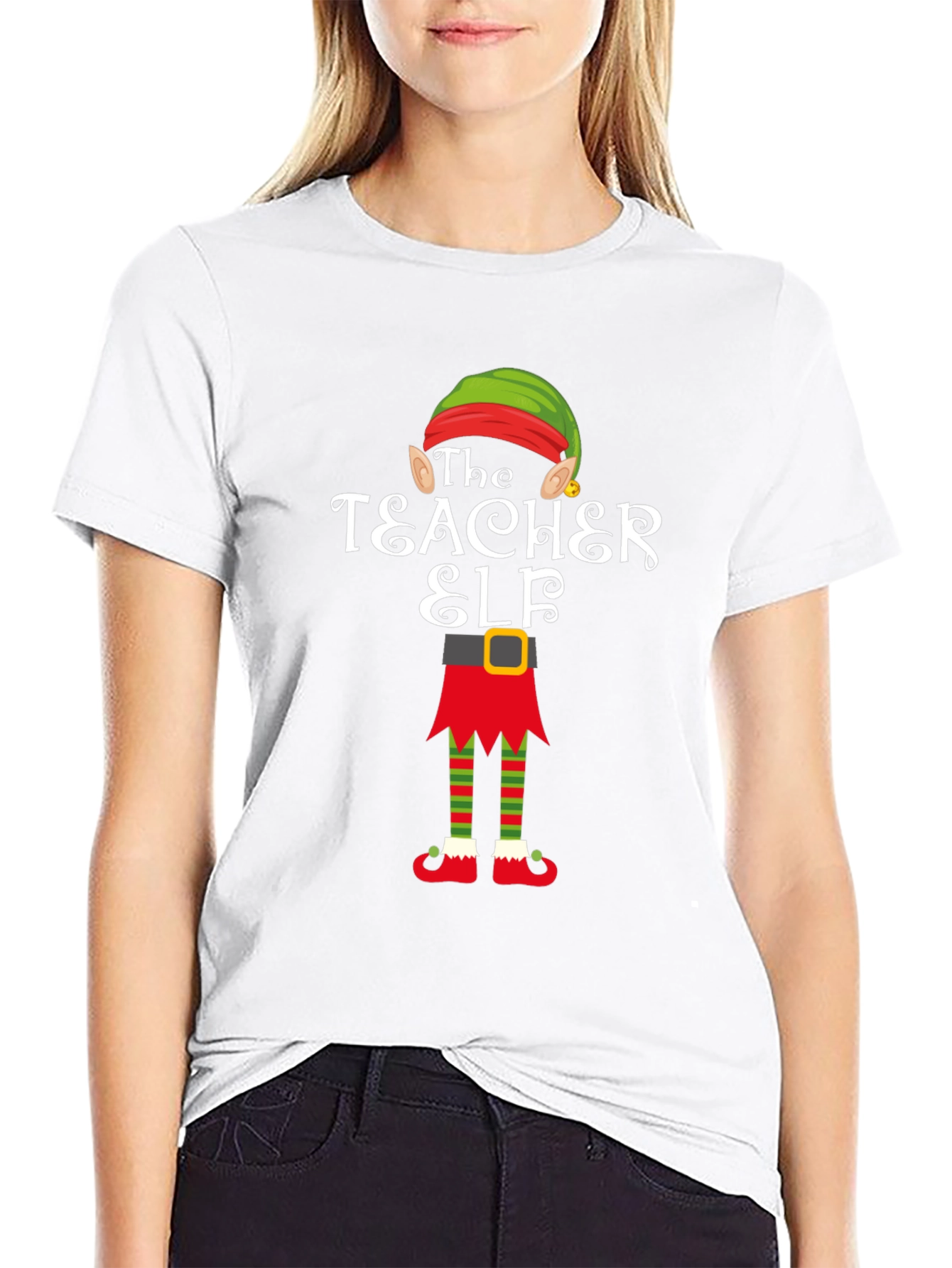 Teacher Elf Graphic T-Shirt - Holiday Cheer