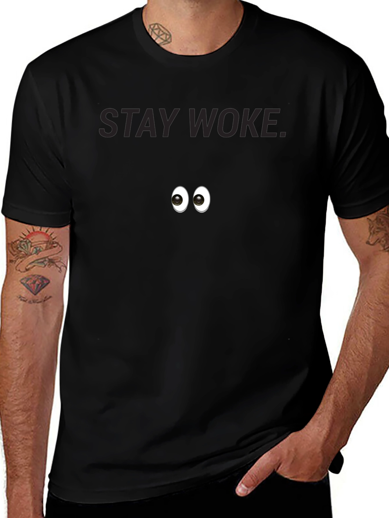 Stay Woke Eye Graphic Black T-Shirt