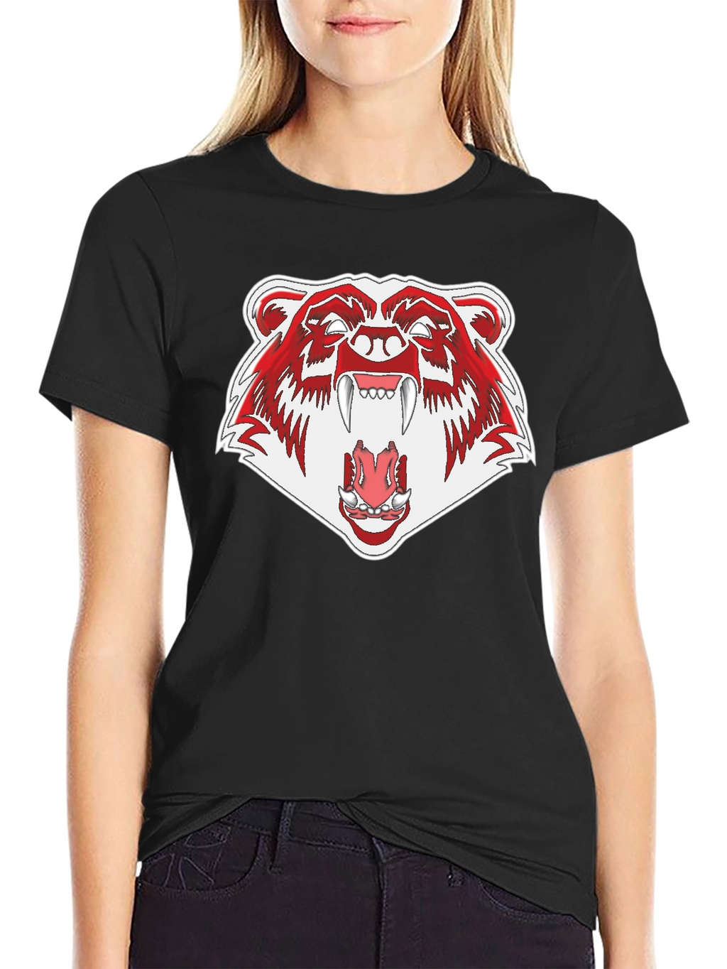 Ferocious Bear Graphic Tee - Black Cotton T-Shirt