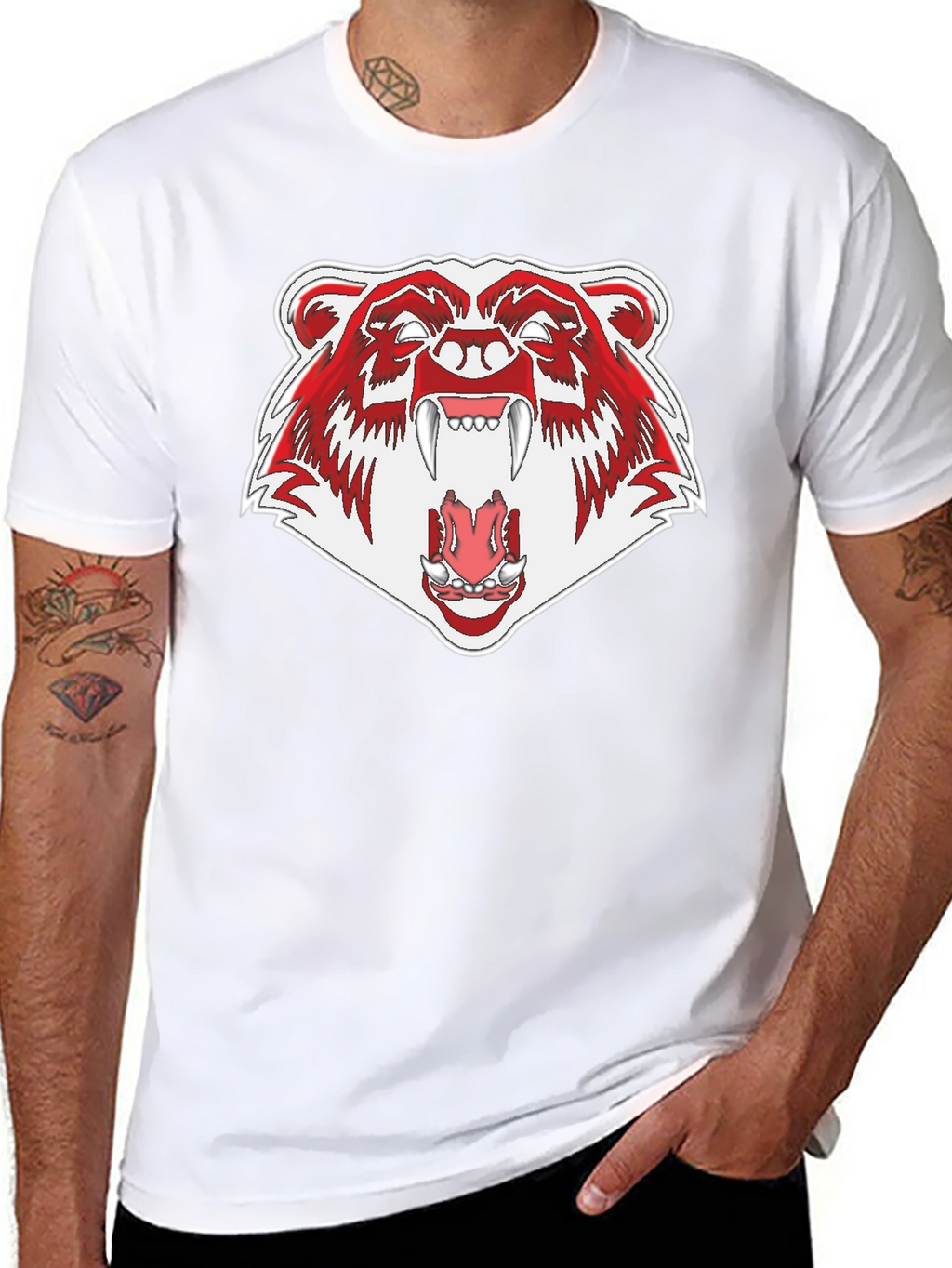 Ferocious Bear Graphic Tee - Black Cotton T-Shirt