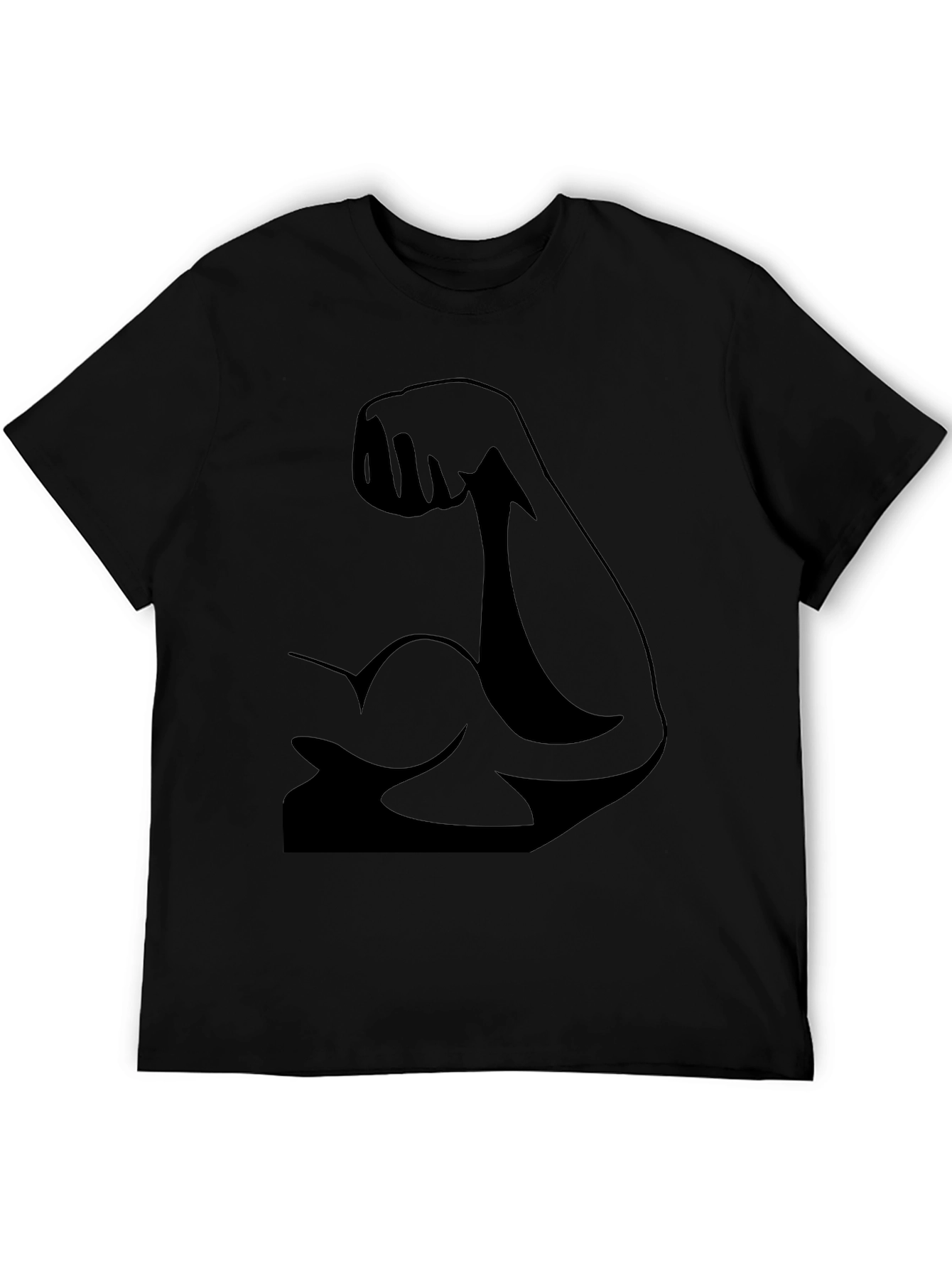 Muscle Arm Graphic Tee - Black Cotton T-Shirt