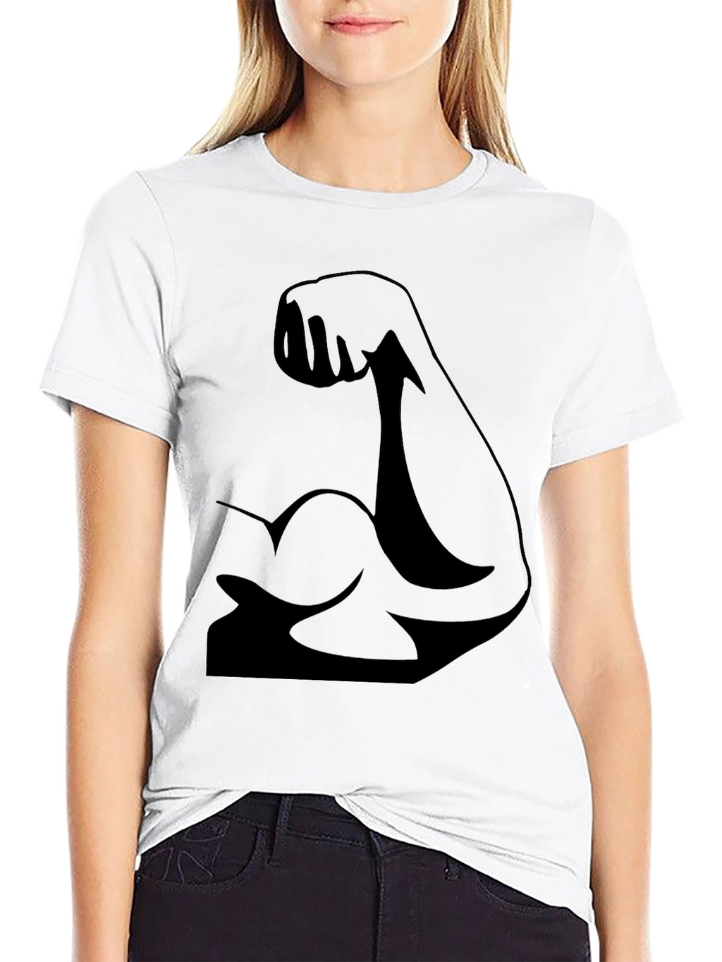 Muscle Arm Graphic Tee - Black Cotton T-Shirt