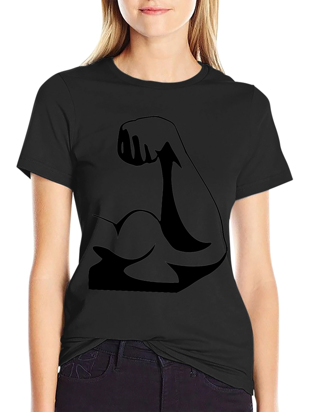 Muscle Arm Graphic Tee - Black Cotton T-Shirt