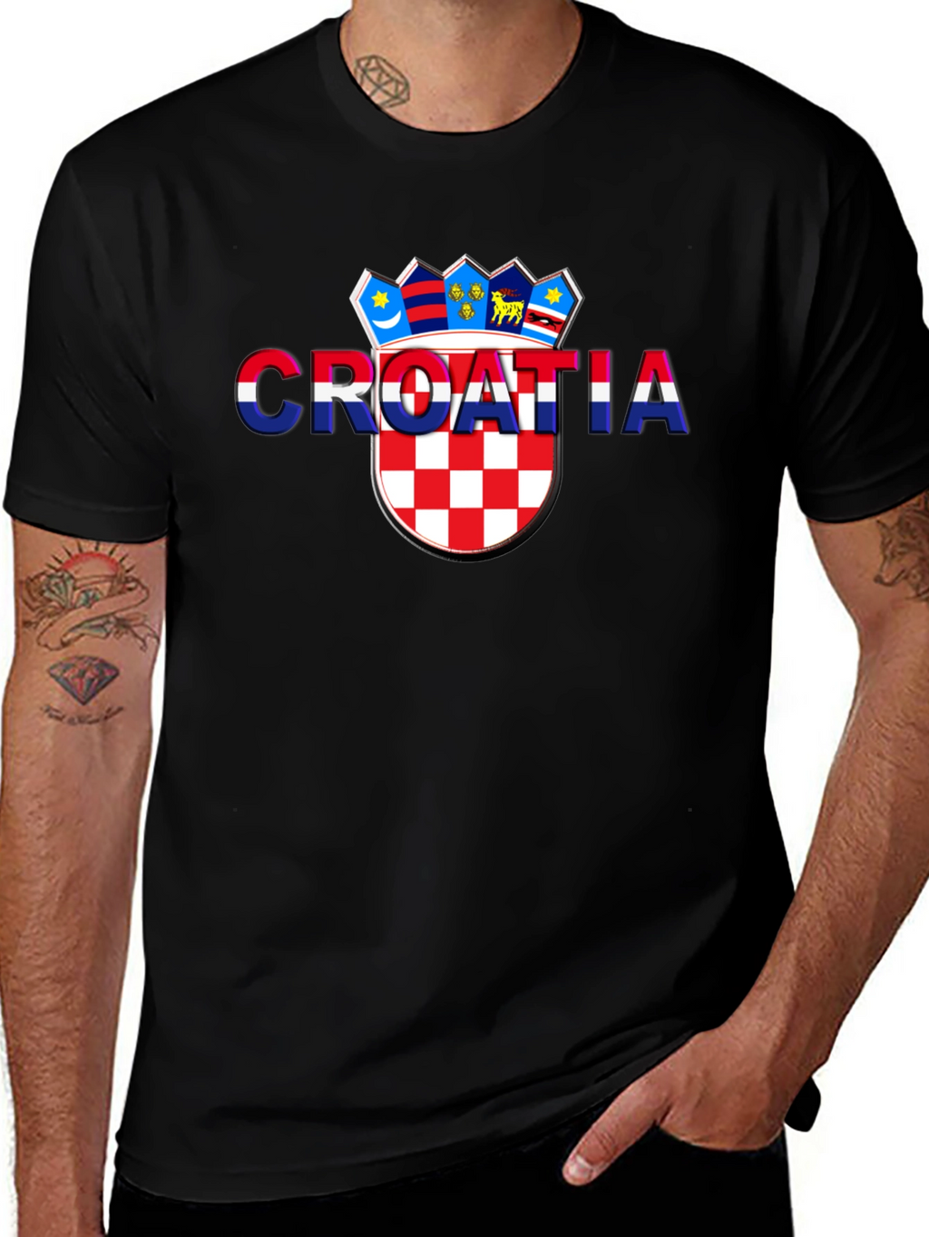 Croatia Flag Graphic Black T-Shirt